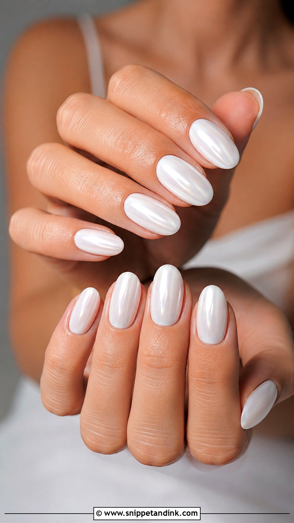 Summer Bridal White Chrome Nails - Snippet and Ink - 20 Summer Bridal Nails