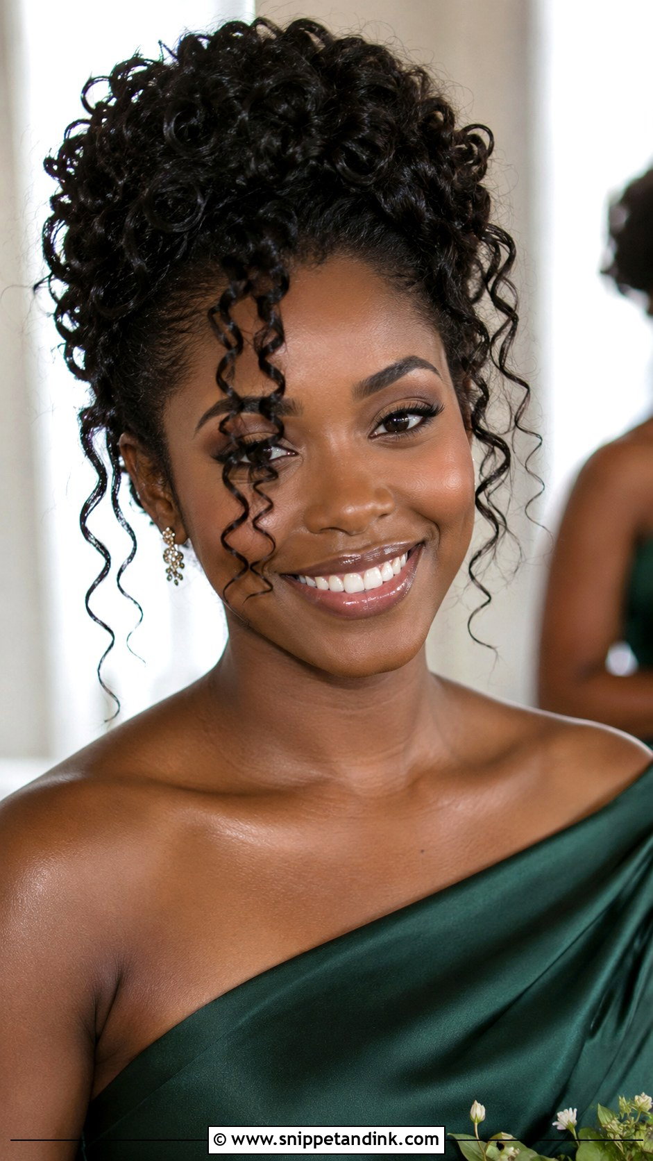Summer Bridesmaid Curly Updo - Snippet and Ink - 20 Summer Bridesmaid Hair Ideas