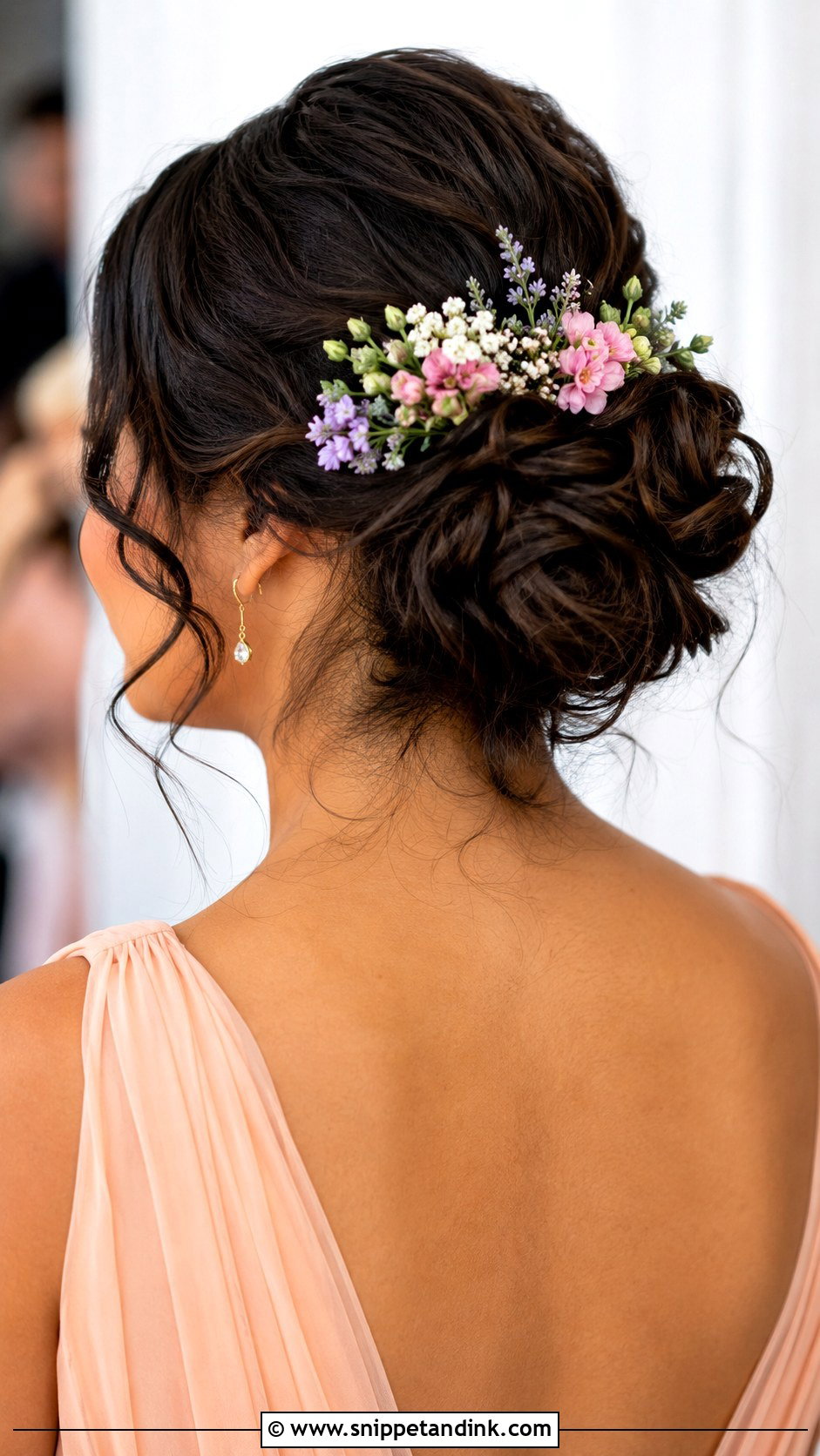Summer Bridesmaid Flower Bun - Snippet and Ink - 20 Summer Bridesmaid Hair Ideas