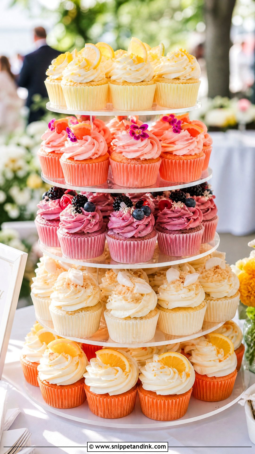 Summer Wedding Cupcake Tower - Snippet and Ink - 20 Wedding Cupcake Tower Ideas