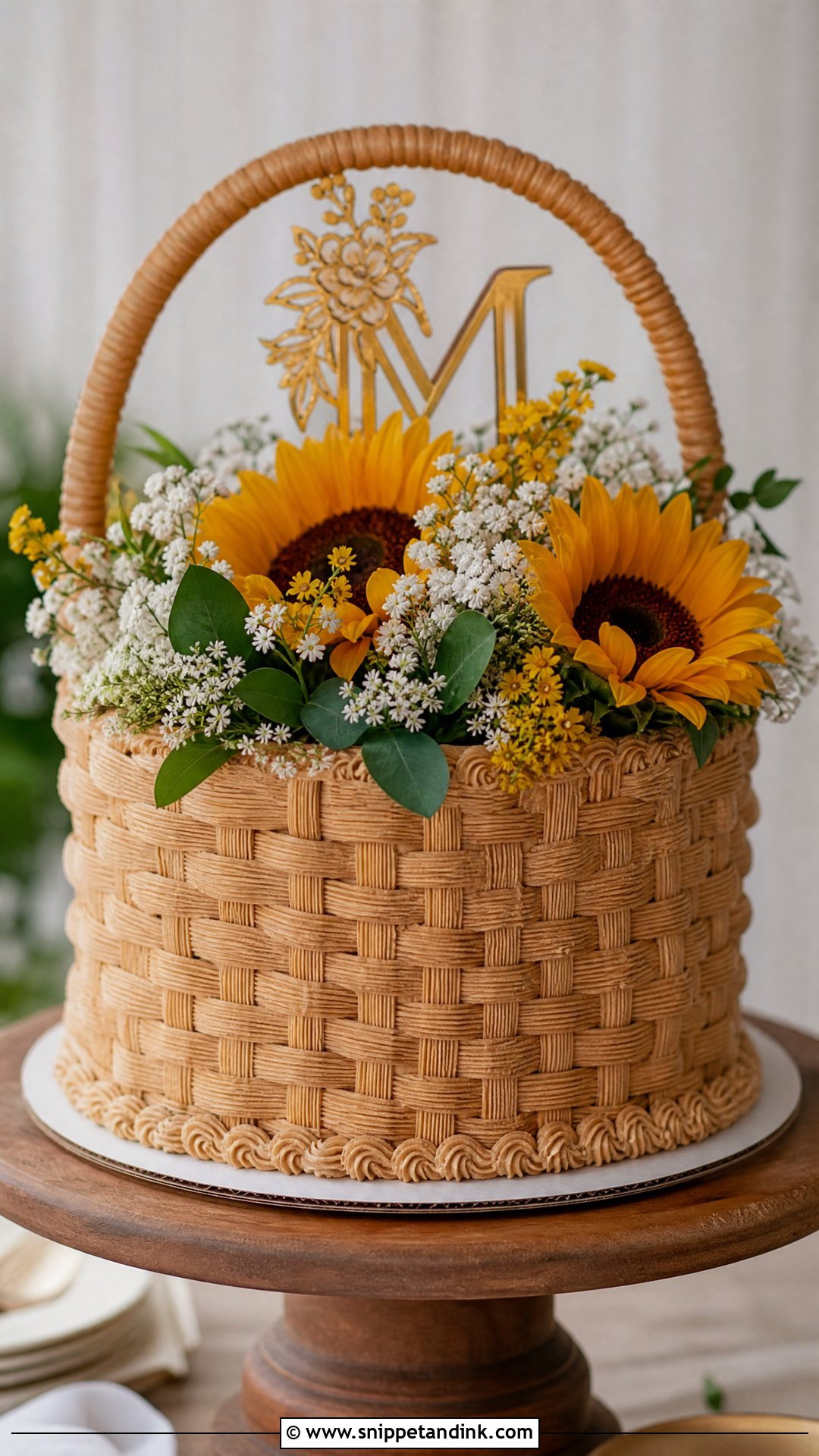 Sunflower Basket Wedding Cake - Snippet and Ink - 25 Flower Basket Cake Ideas for Wedding