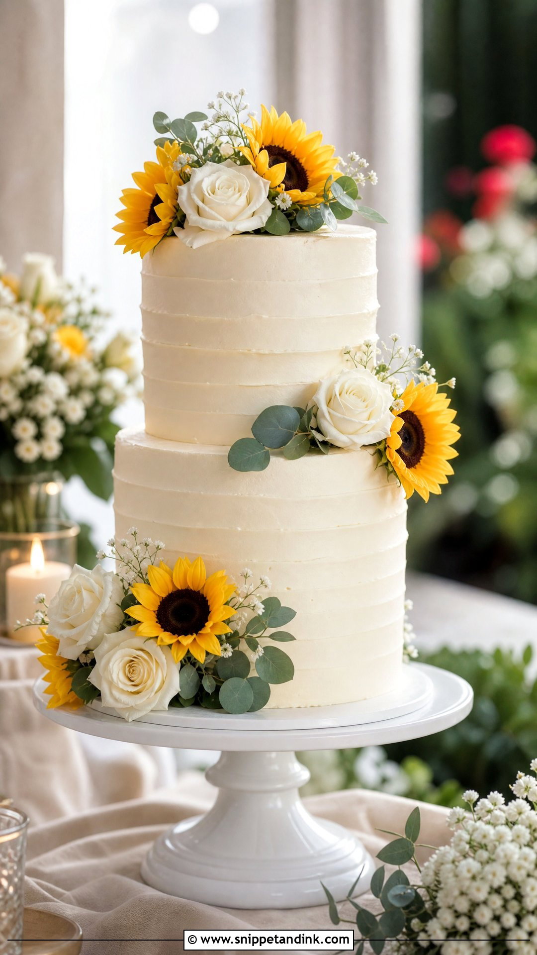 Sunflower Buttercream Wedding Cake - Snippet and Ink - 30 Sunflower Cake Design Ideas for Wedding