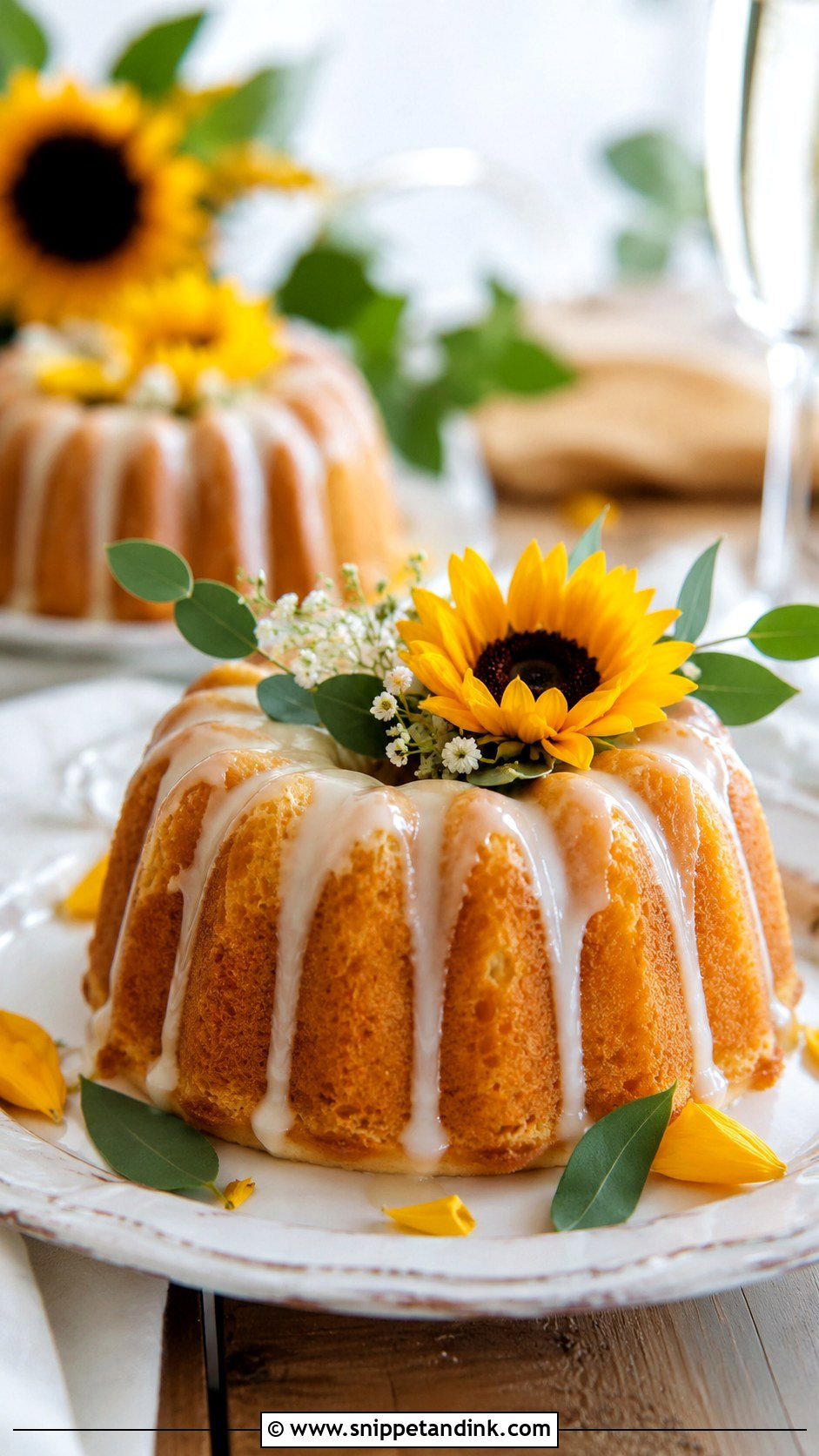 Sunflower Mini Bundt Cake - Snippet and Ink - 20 Sunflower Mini Cake Ideas for Wedding
