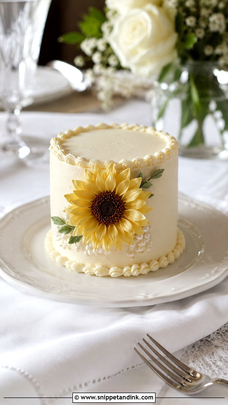 Sunflower Mini Buttercream Cake - Snippet and Ink - 20 Sunflower Mini Cake Ideas for Wedding