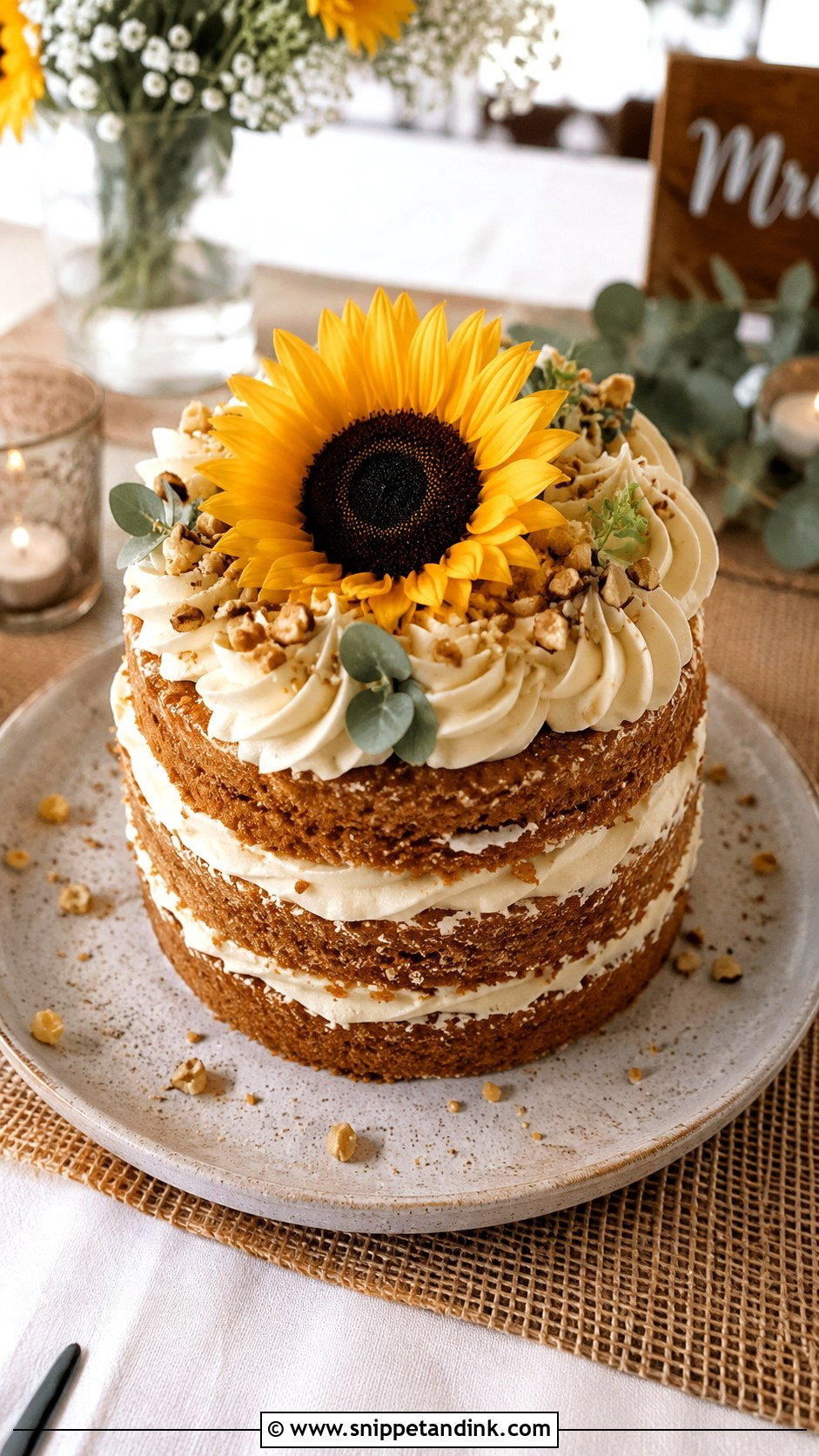 Sunflower Mini Carrot Cake - Snippet and Ink - 20 Sunflower Mini Cake Ideas for Wedding
