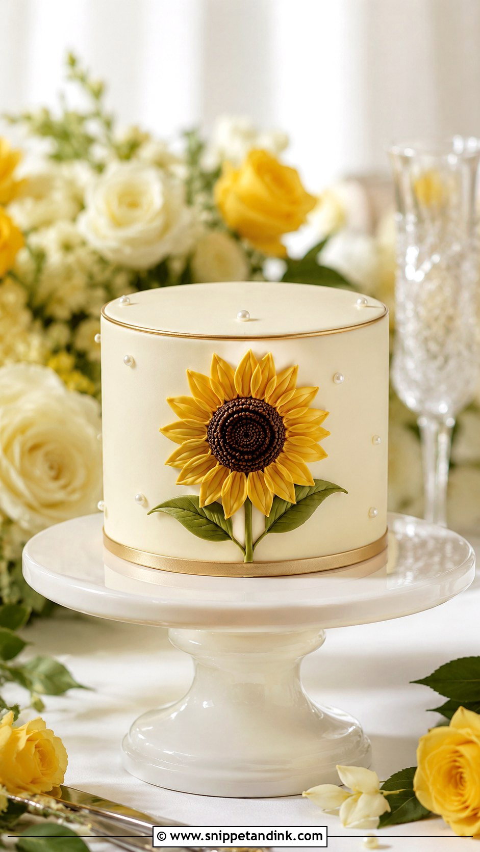 Sunflower Mini Fondant Cake - Snippet and Ink - 20 Sunflower Mini Cake Ideas for Wedding
