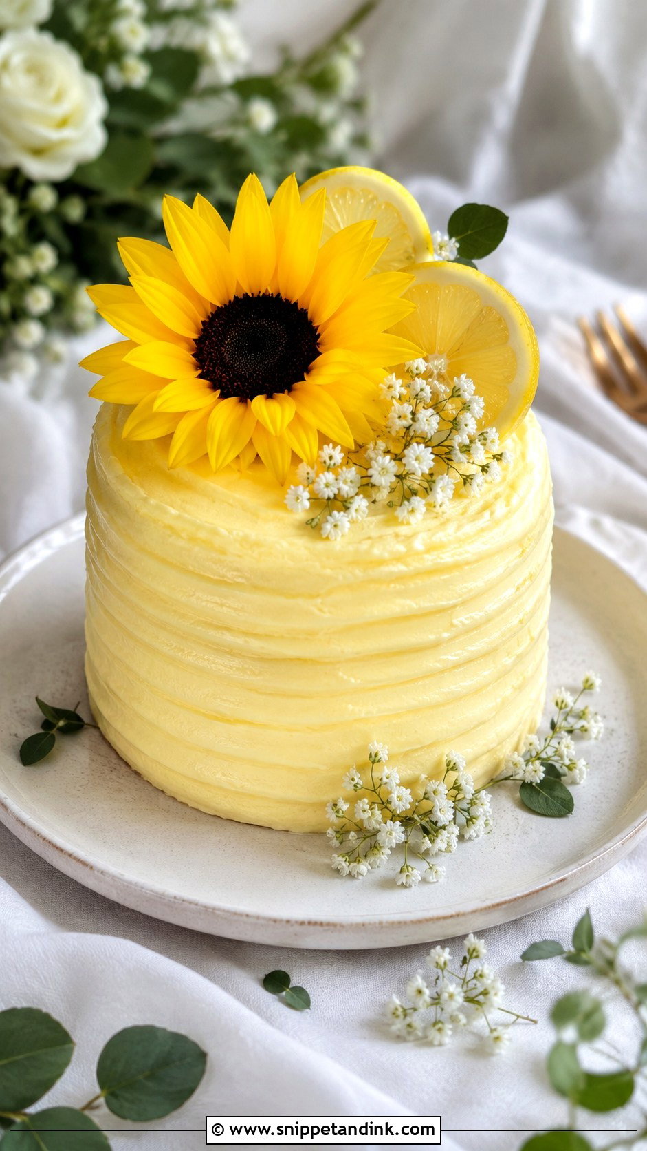Sunflower Mini Lemon Cake - Snippet and Ink - 20 Sunflower Mini Cake Ideas for Wedding