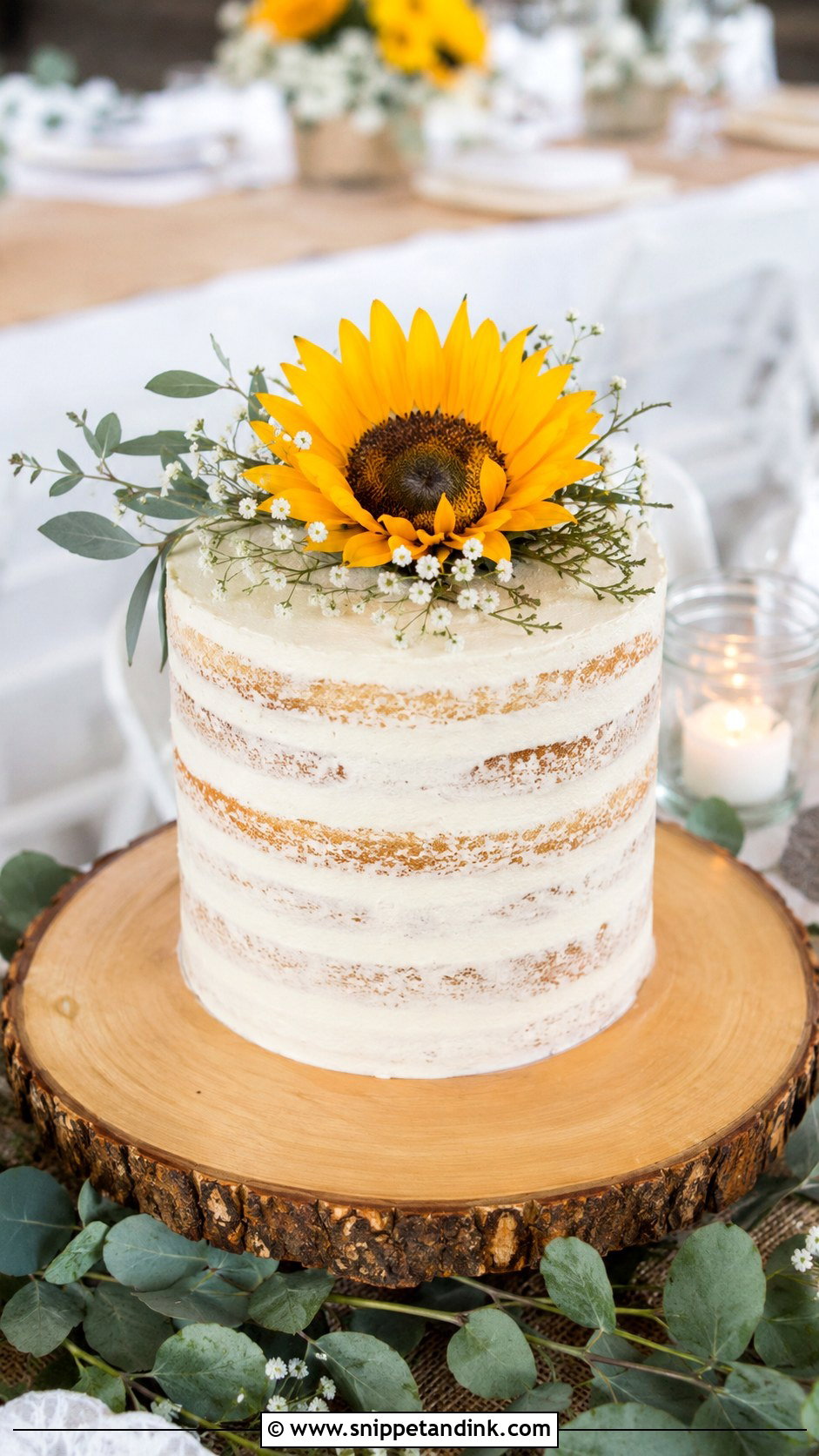 Sunflower Mini Naked Cake - Snippet and Ink - 20 Sunflower Mini Cake Ideas for Wedding