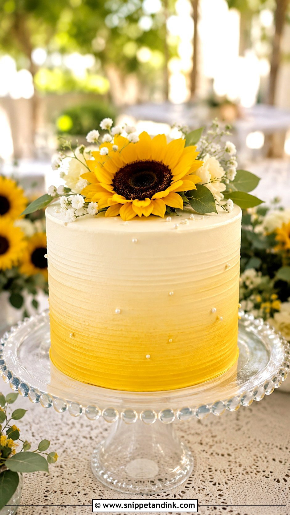 Sunflower Mini Ombre Cake - Snippet and Ink - 20 Sunflower Mini Cake Ideas for Wedding