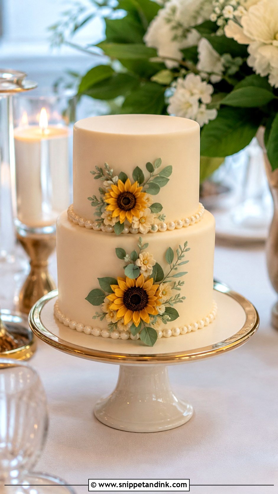 Sunflower Mini Tiered Cake - Snippet and Ink - 20 Sunflower Mini Cake Ideas for Wedding