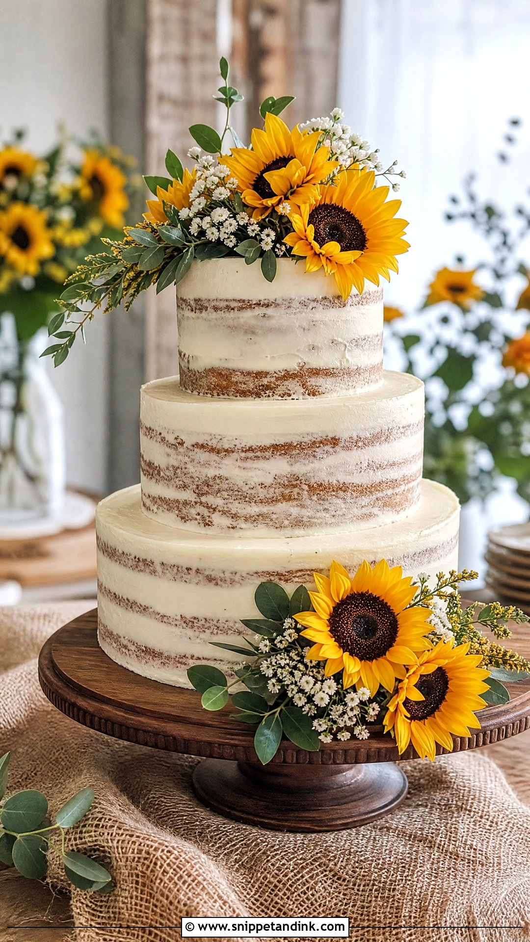 Sunflower Wedding Cake - Snippet and Ink - 25 Flower Theme Cake Ideas for Wedding