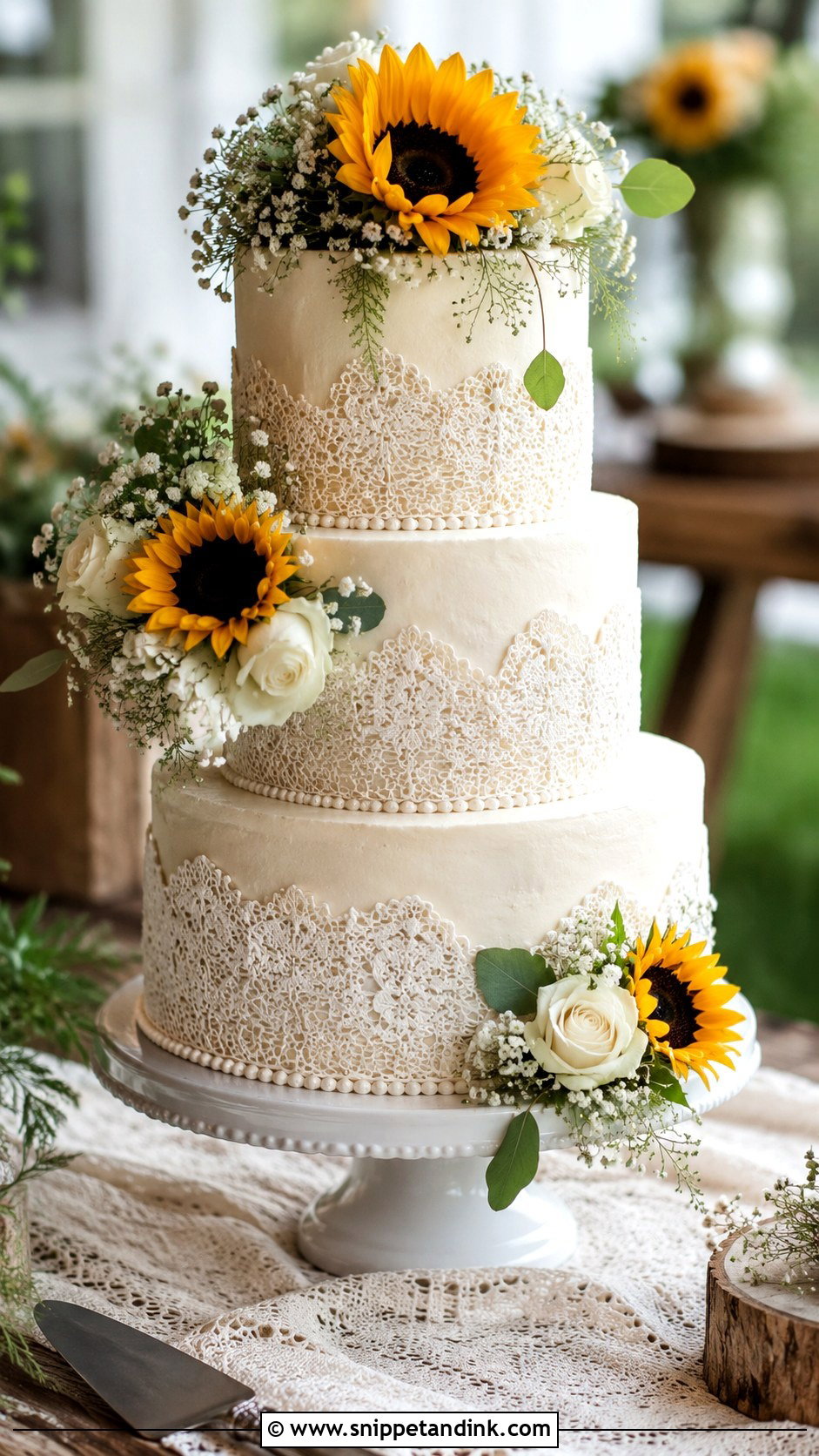 Sunflower Wedding Cake With Chocolate - Snippet and Ink - 20 Sunflower Wedding Cake Ideas