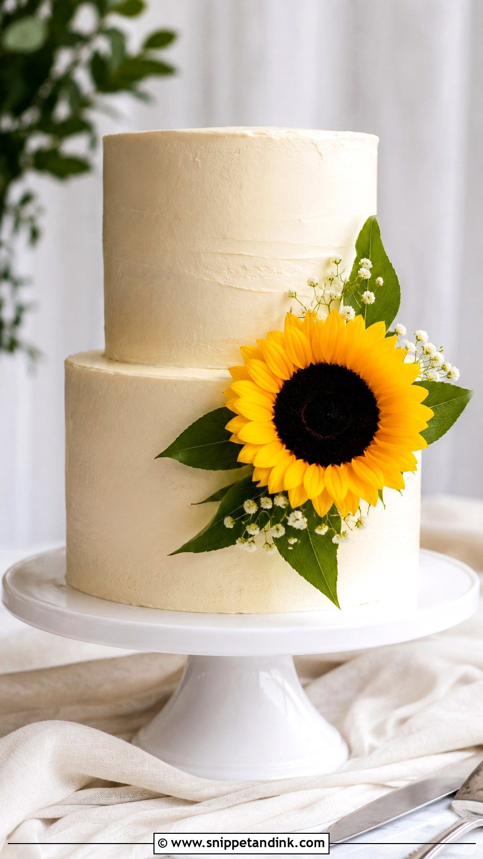 Sunflower Wedding Cake With Fondant - Snippet and Ink - 20 Sunflower Wedding Cake Ideas