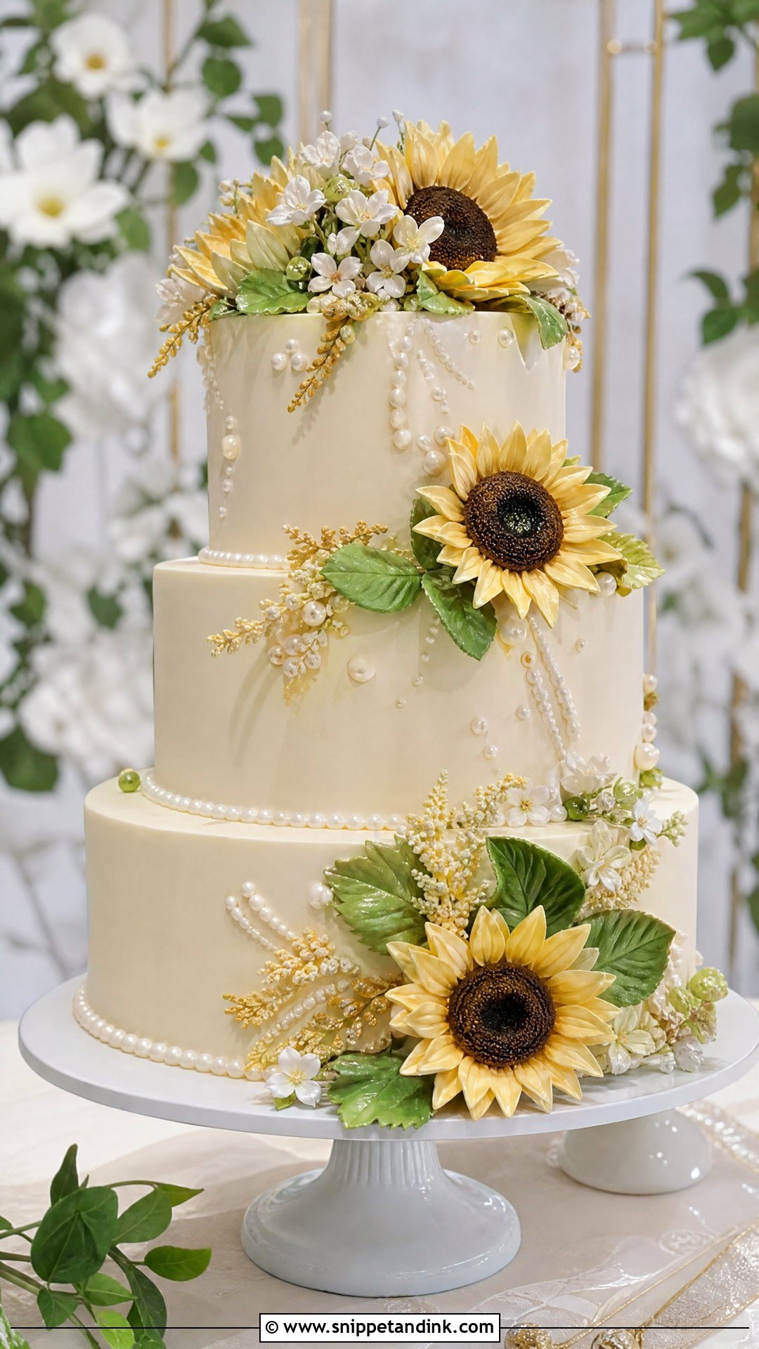 Sunflower Wedding Cake With Sugar Flowers - Snippet and Ink - 20 Sunflower Themed Cake Ideas for Wedding