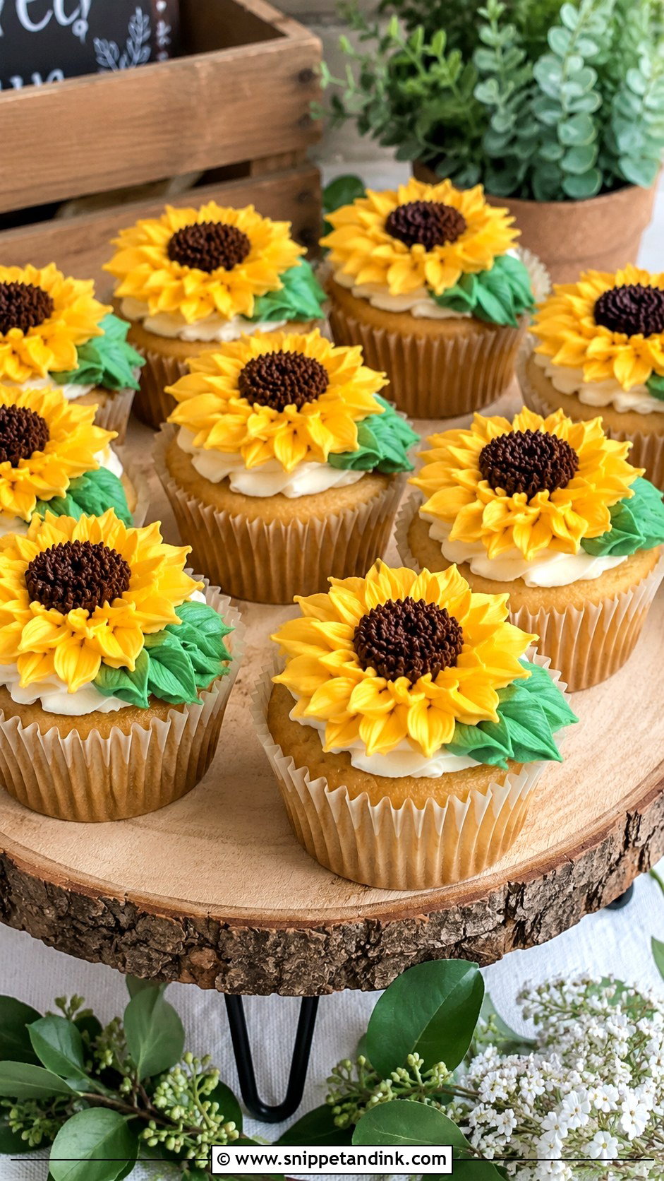 Sunflower Wedding Cupcakes - Snippet and Ink - 20 Cupcake Ideas with Flowers for Wedding