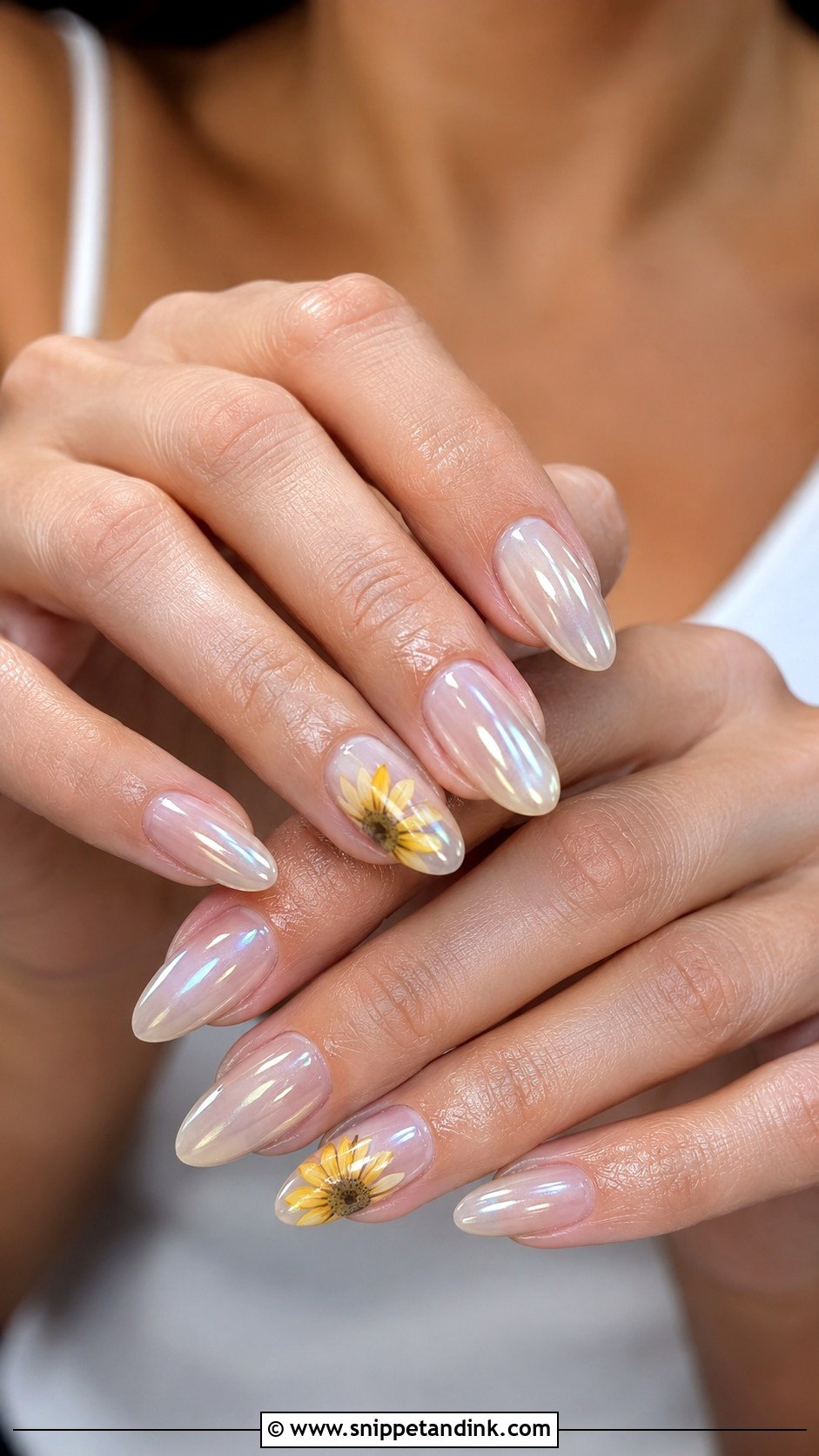 Sunflower Wedding Nails With Chrome Finish - Snippet and Ink - 20 Sunflower Wedding Nails