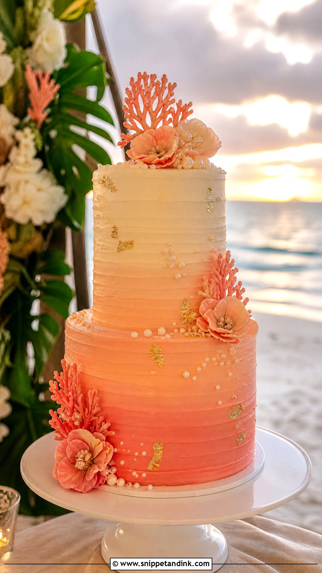 Sunset Beach Wedding Cake - Snippet and Ink - 30 Beach Cake Ideas for Wedding