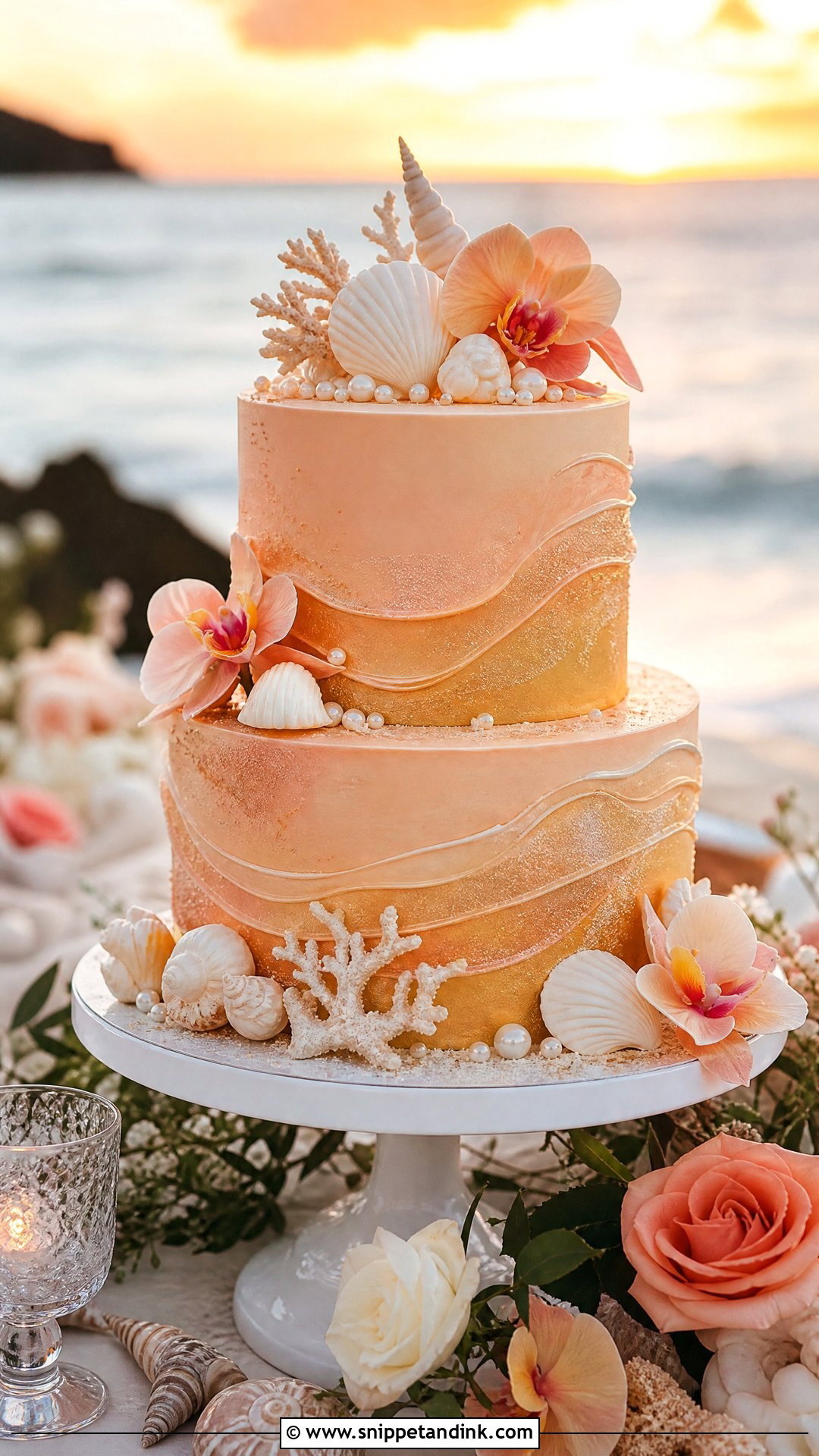 Sunset Beach Wedding Cake - Snippet and Ink - 30 Sunset Cake Ideas for Wedding