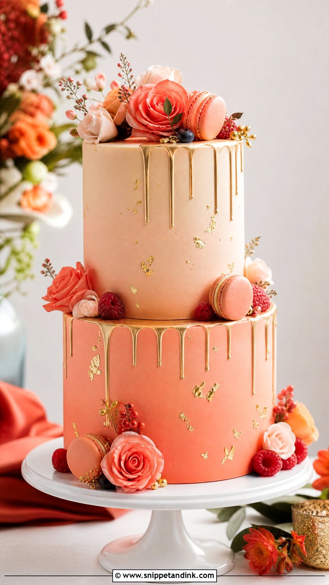 Sunset Drip Wedding Cake - Snippet and Ink - 30 Sunset Cake Ideas for Wedding
