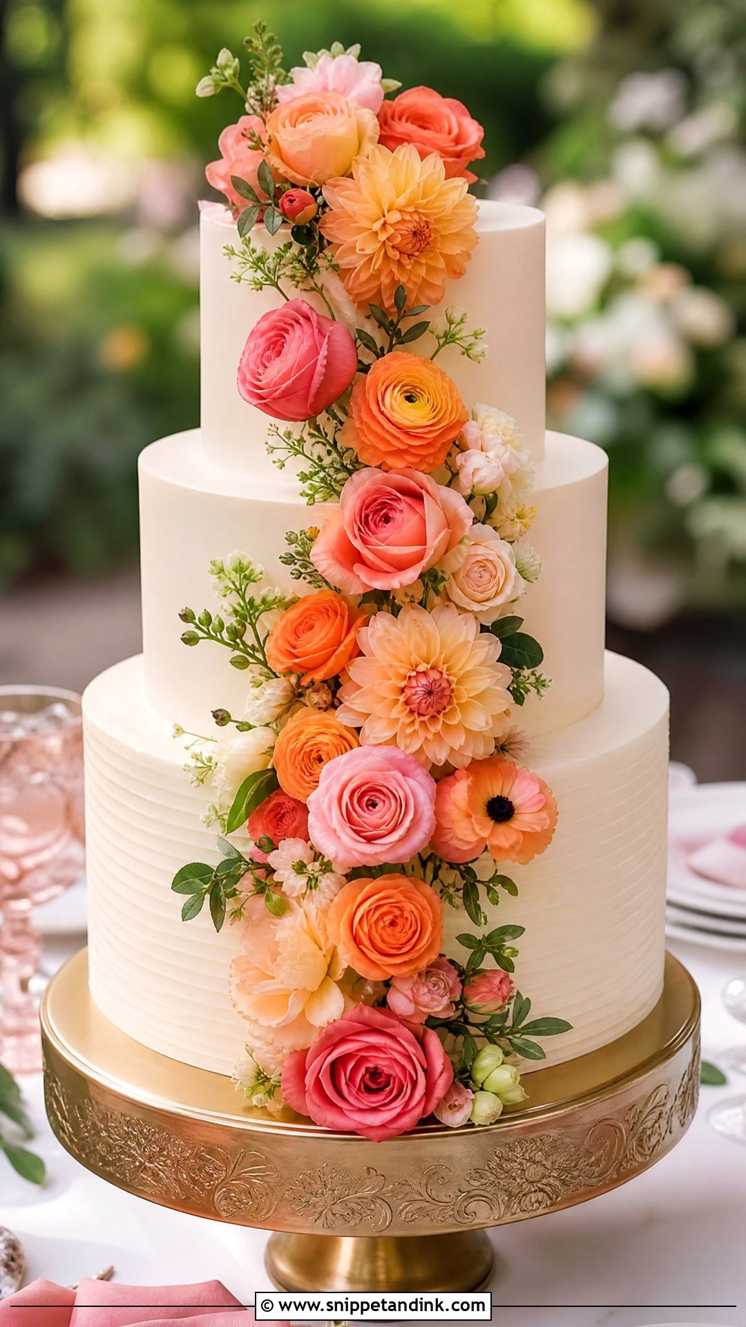 Sunset Floral Wedding Cake - Snippet and Ink - 30 Sunset Cake Ideas for Wedding