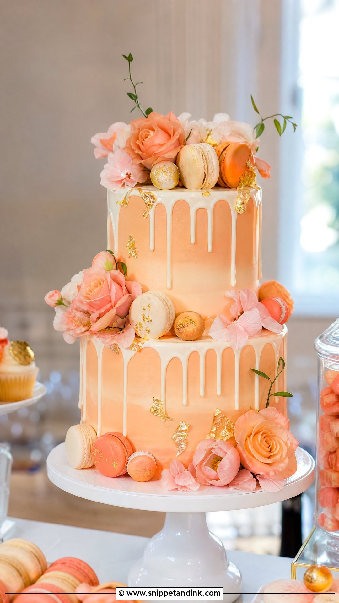 Sunset Macaron Wedding Cake - Snippet and Ink - 30 Sunset Cake Ideas for Wedding