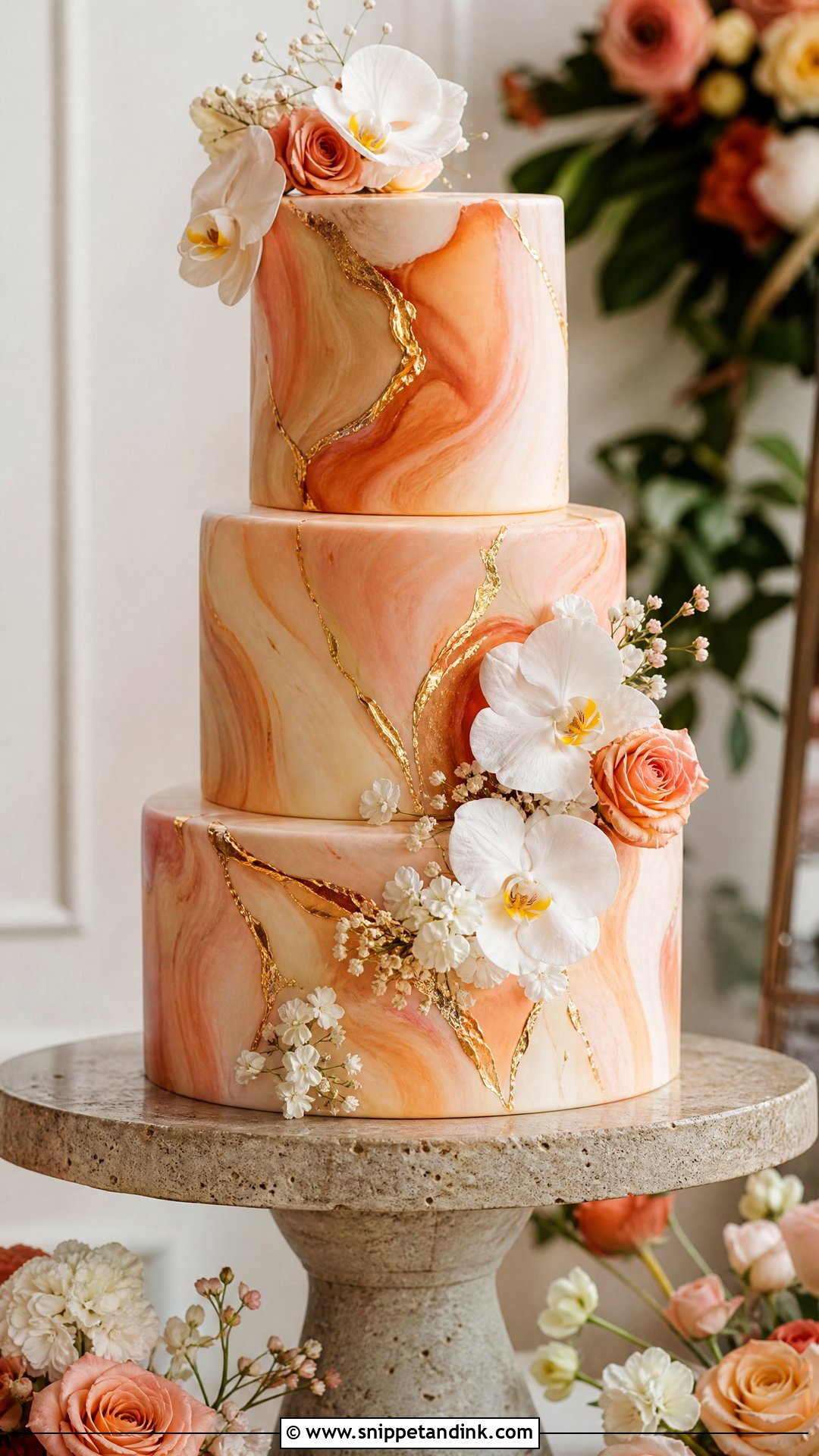 Sunset Marble Wedding Cake - Snippet and Ink - 30 Sunset Cake Ideas for Wedding