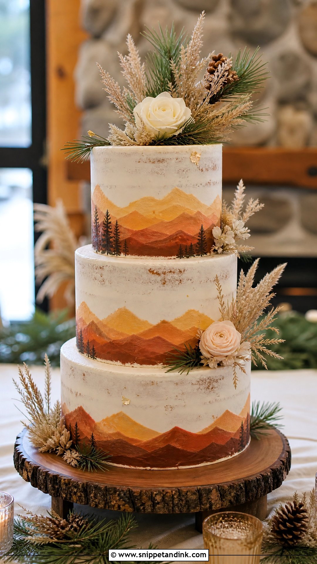Sunset Mountain Wedding Cake - Snippet and Ink - 30 Sunset Cake Ideas for Wedding