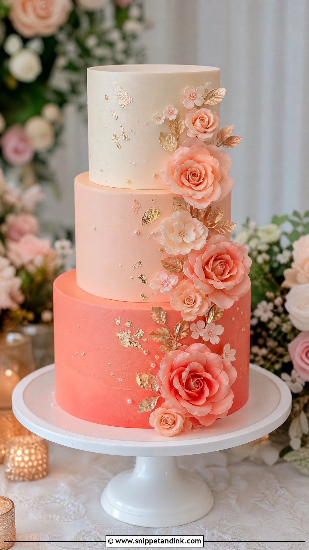 Sunset Ombre Wedding Cake - Snippet and Ink - 30 Sunset Cake Ideas for Wedding