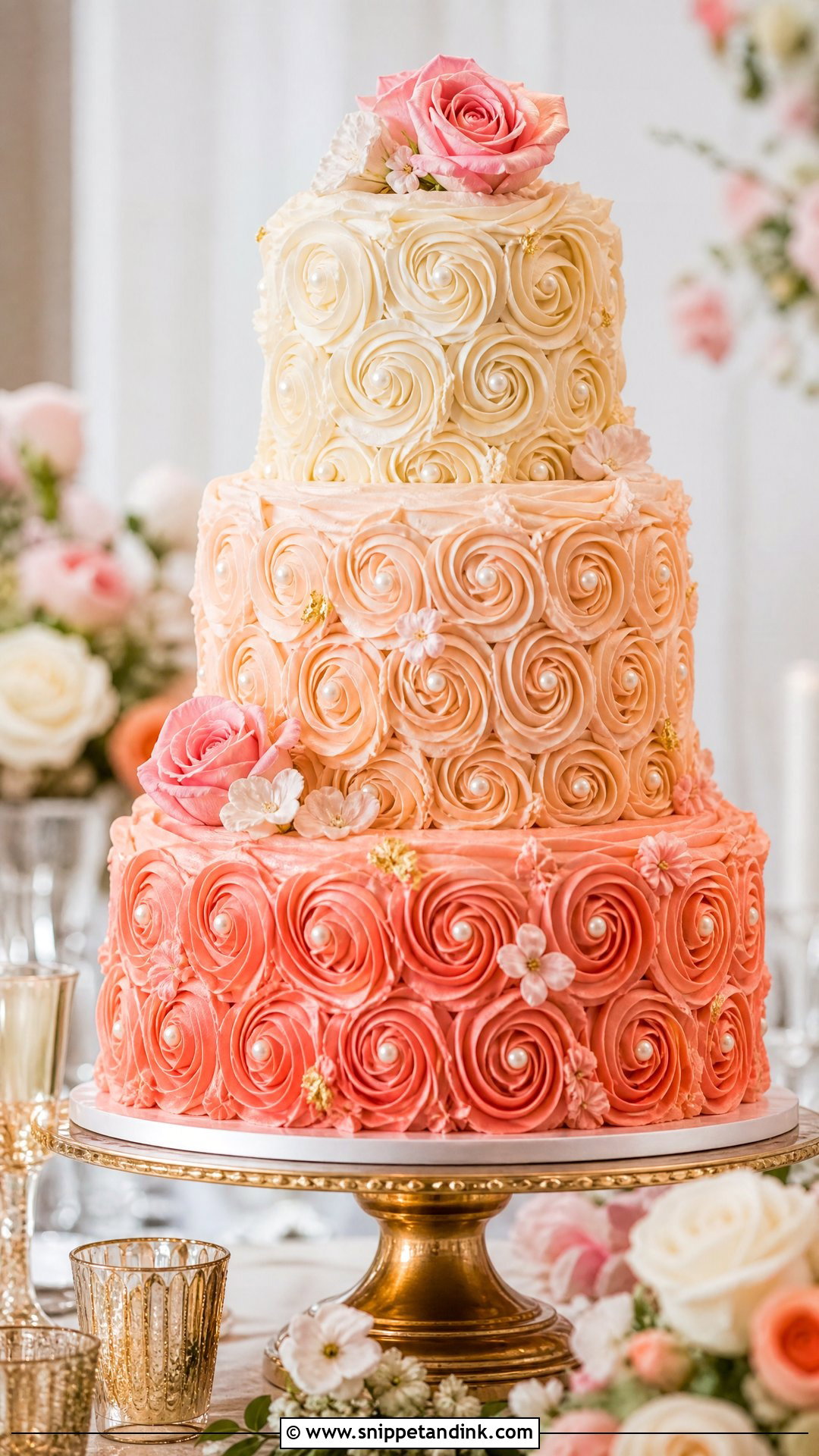 Sunset Rosette Wedding Cake - Snippet and Ink - 30 Sunset Cake Ideas for Wedding