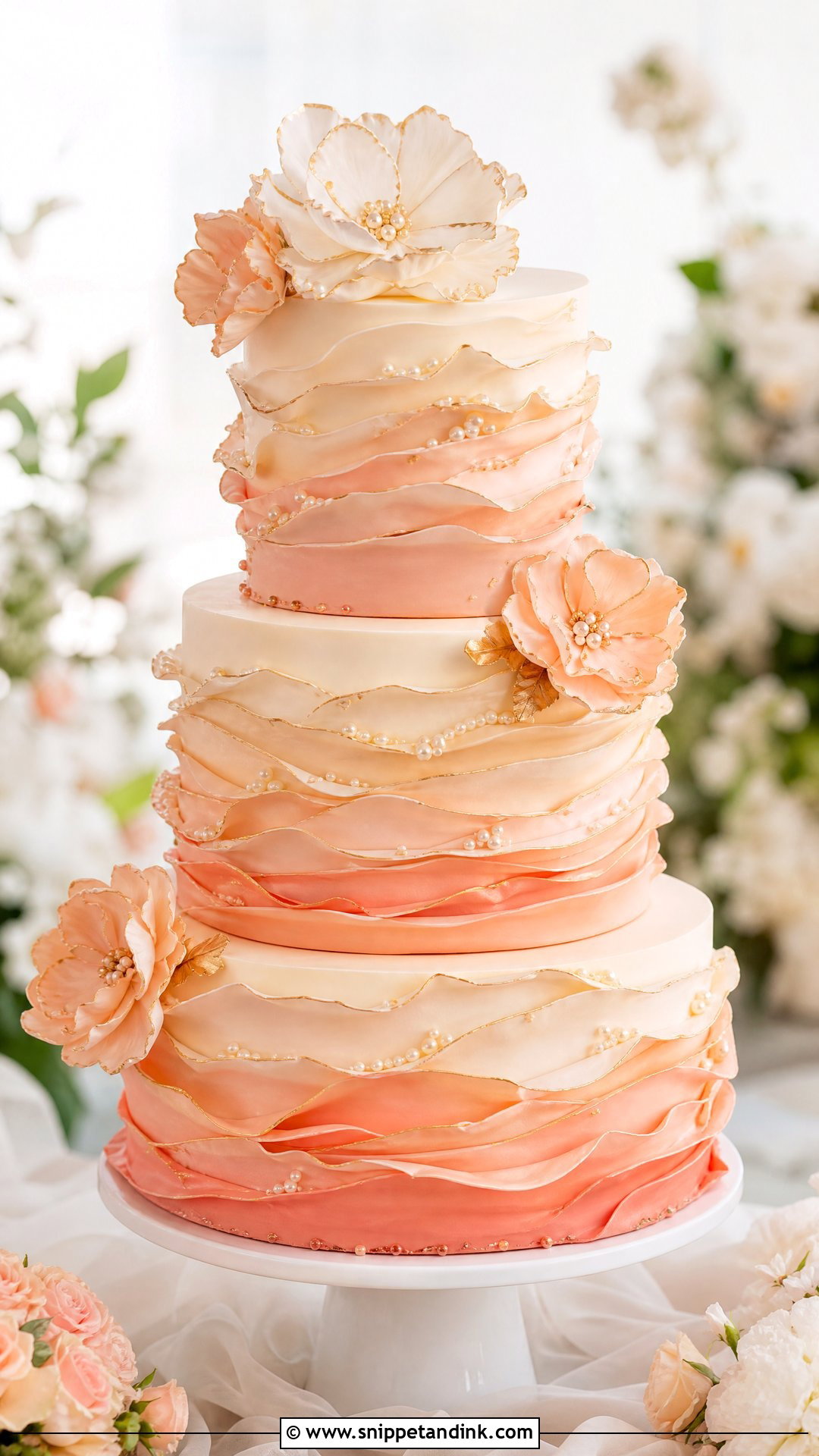 Sunset Ruffle Wedding Cake - Snippet and Ink - 30 Sunset Cake Ideas for Wedding