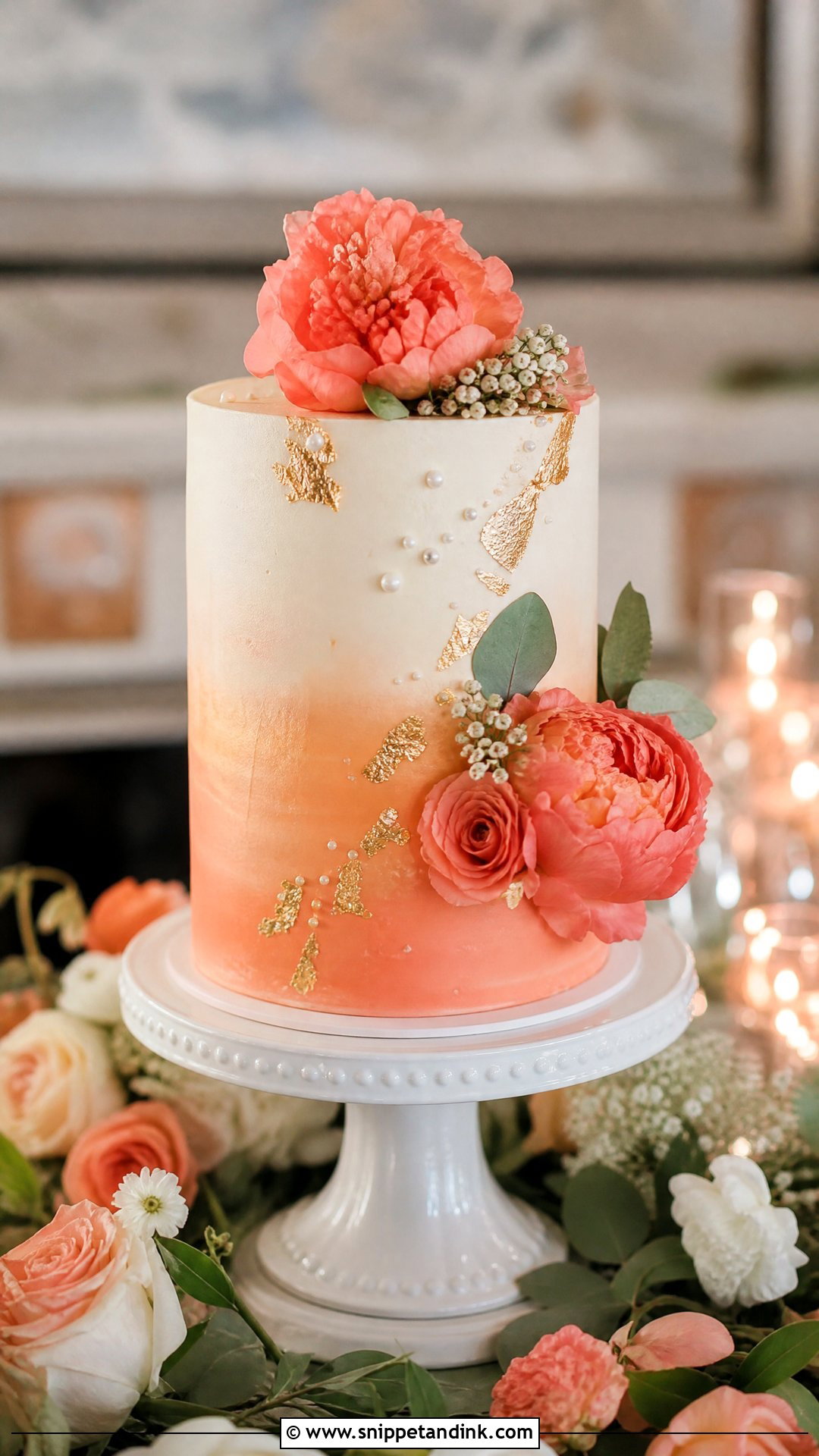 Sunset Single Tier Wedding Cake - Snippet and Ink - 30 Sunset Cake Ideas for Wedding