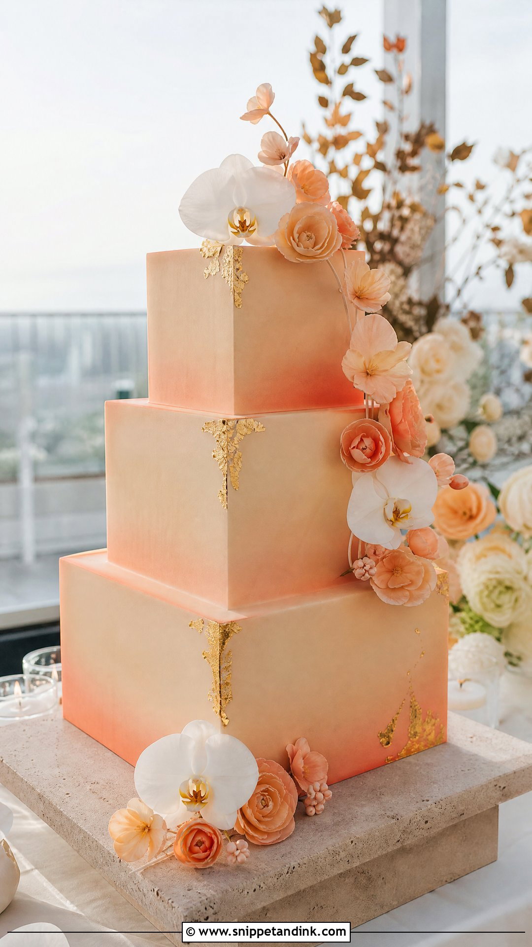 Sunset Square Wedding Cake - Snippet and Ink - 30 Sunset Cake Ideas for Wedding