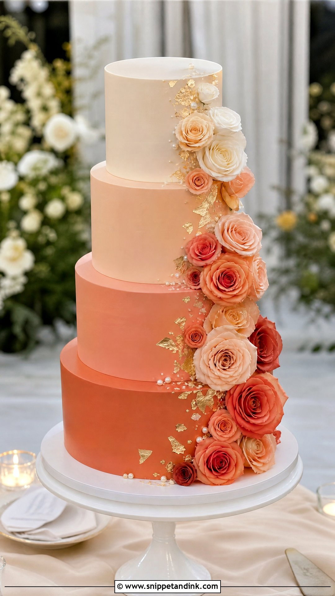 Sunset Tiered Wedding Cake - Snippet and Ink - 30 Sunset Cake Ideas for Wedding