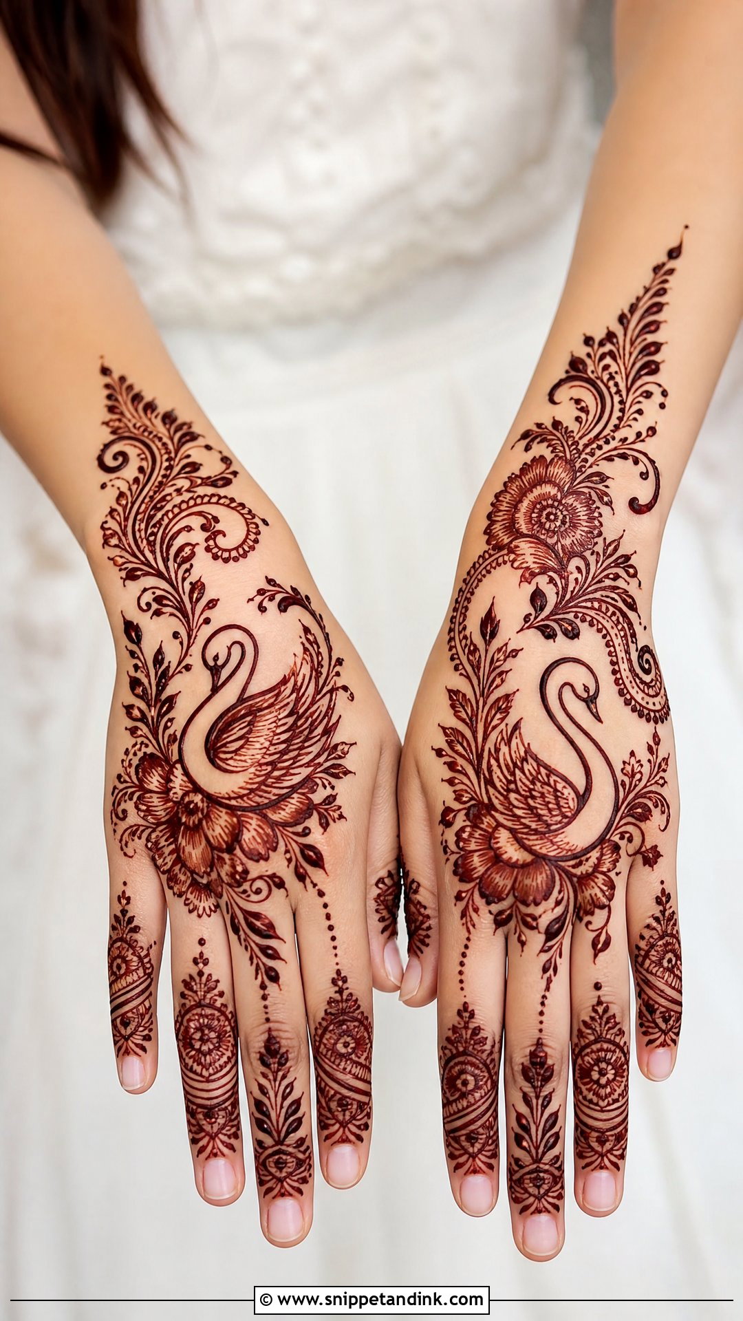 Swan Eid Mehndi Design - Snippet and Ink - 30 Swan Mehndi Designs