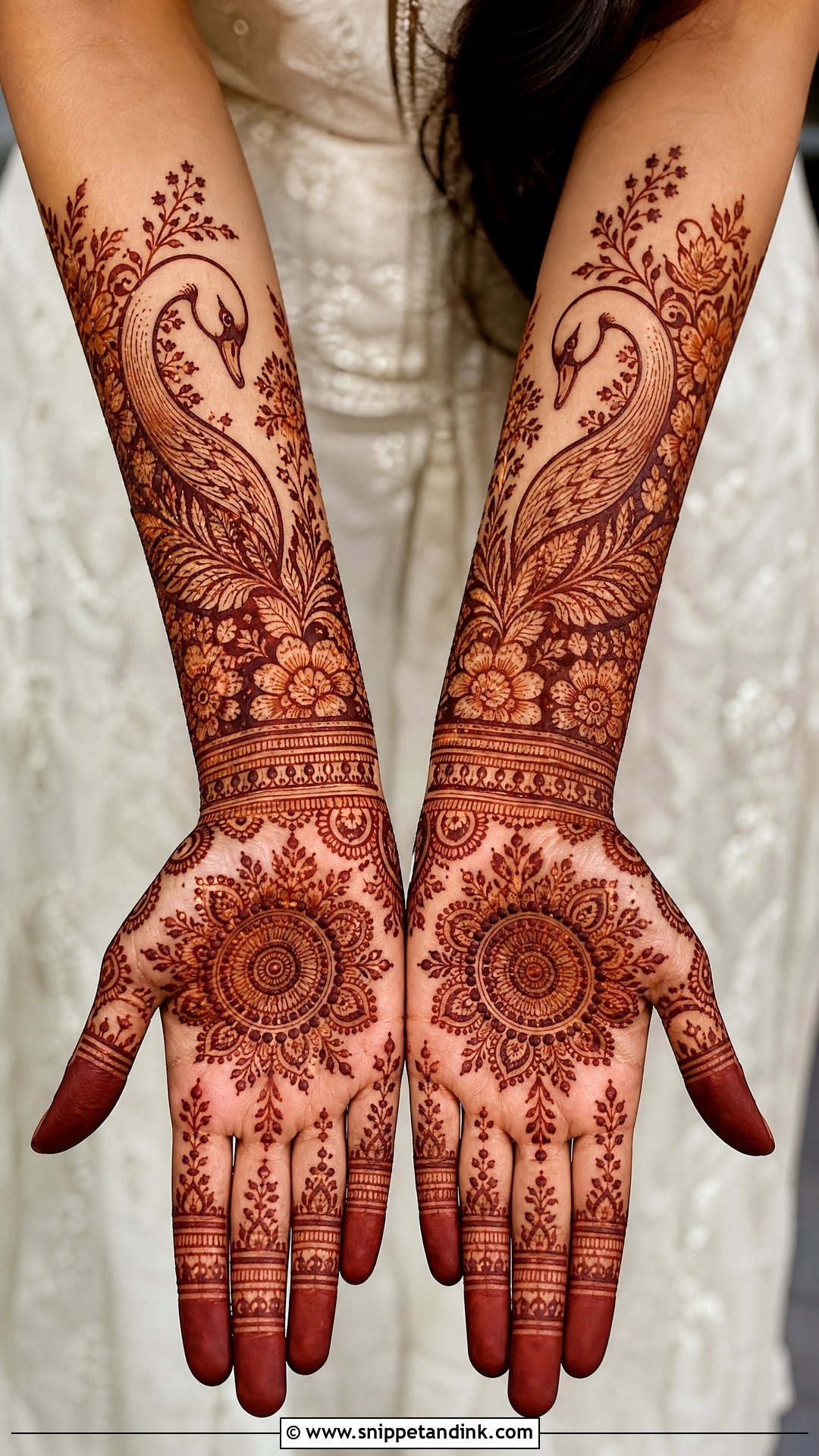 Swan Forearm Mehndi Design - Snippet and Ink - 30 Swan Mehndi Designs