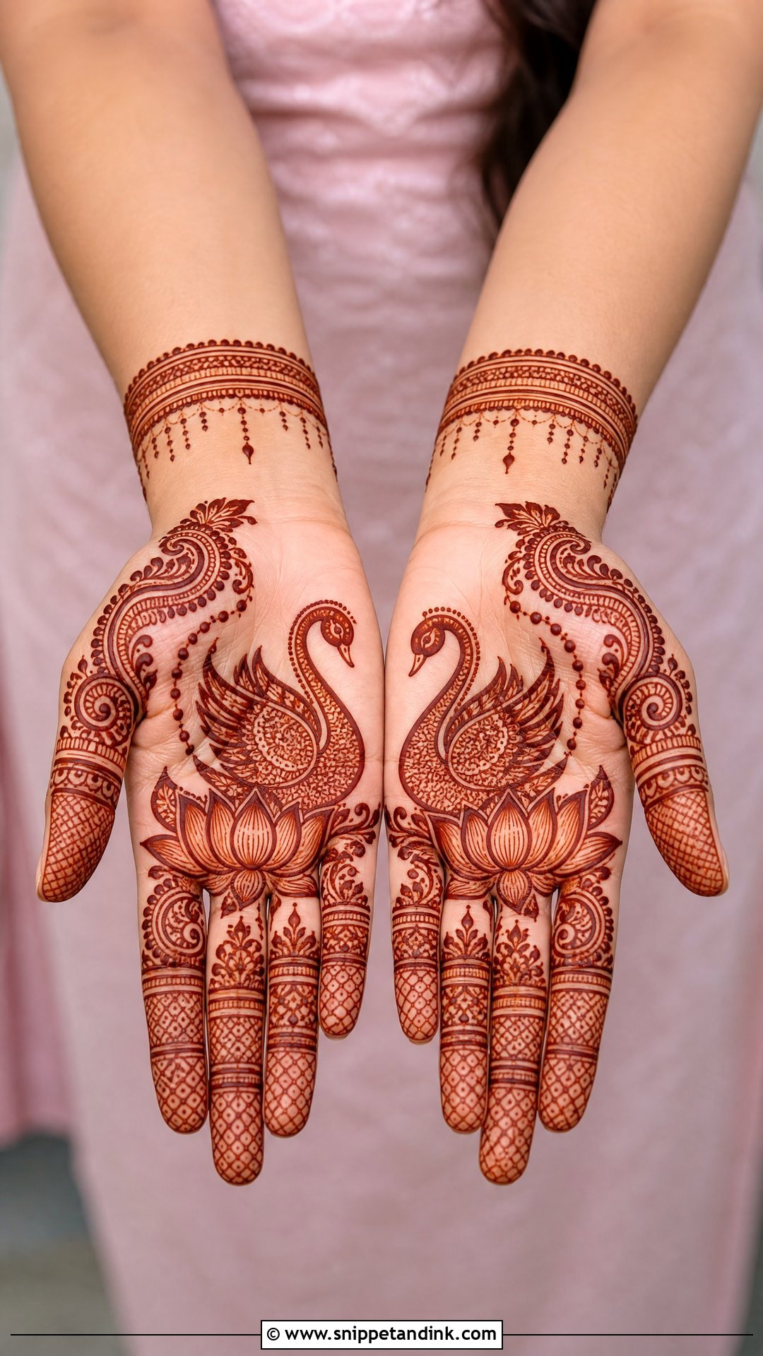 Swan Mehndi Design For Front Hand - Snippet and Ink - 30 Swan Mehndi Designs
