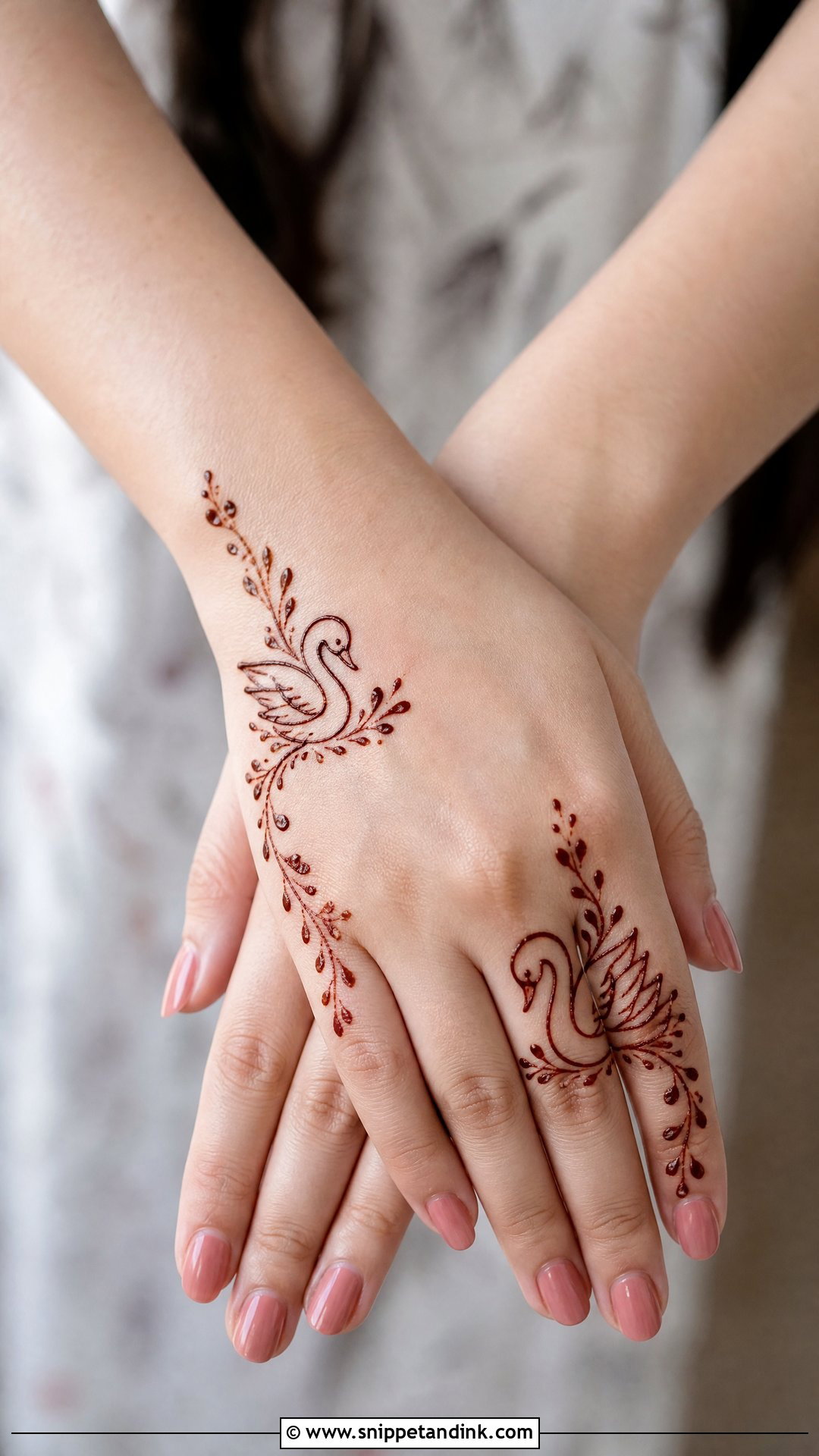 Swan Minimal Mehndi Design - Snippet and Ink - 30 Swan Mehndi Designs