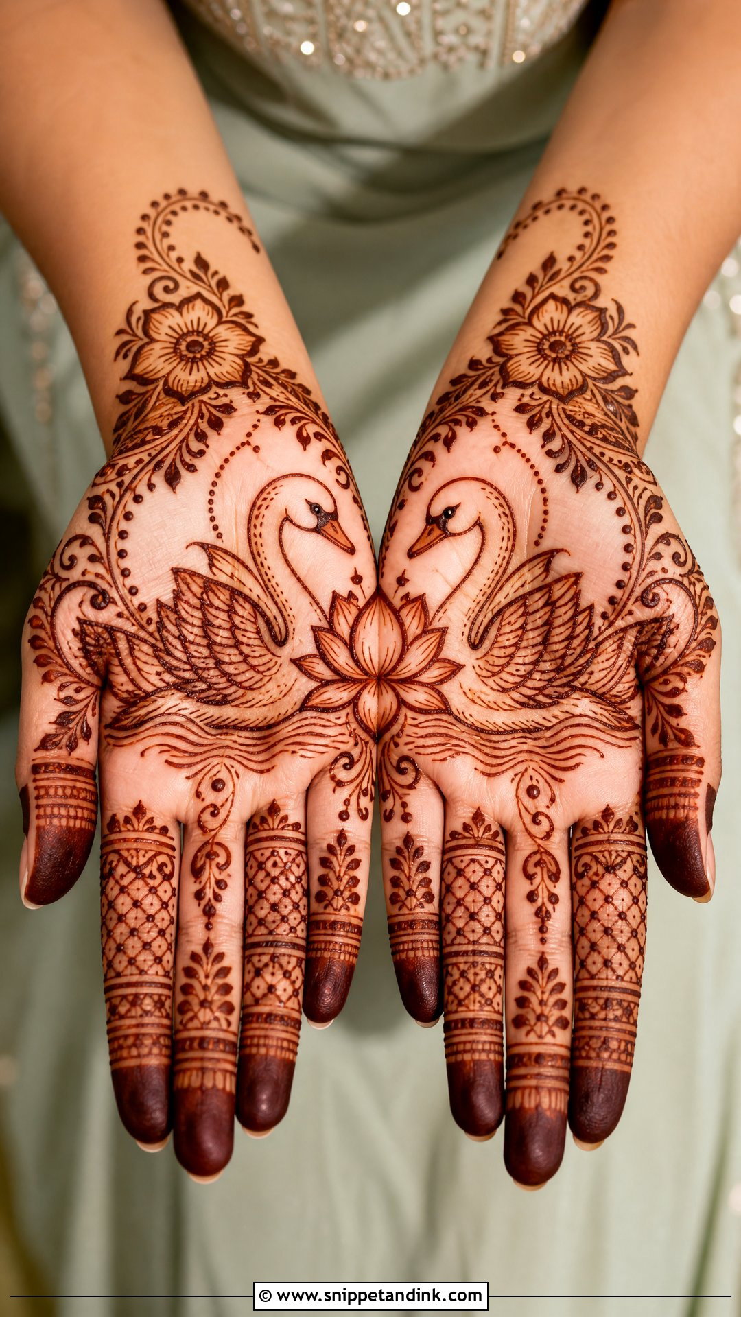 Swan Pair Mehndi Design - Snippet and Ink - 30 Swan Mehndi Designs