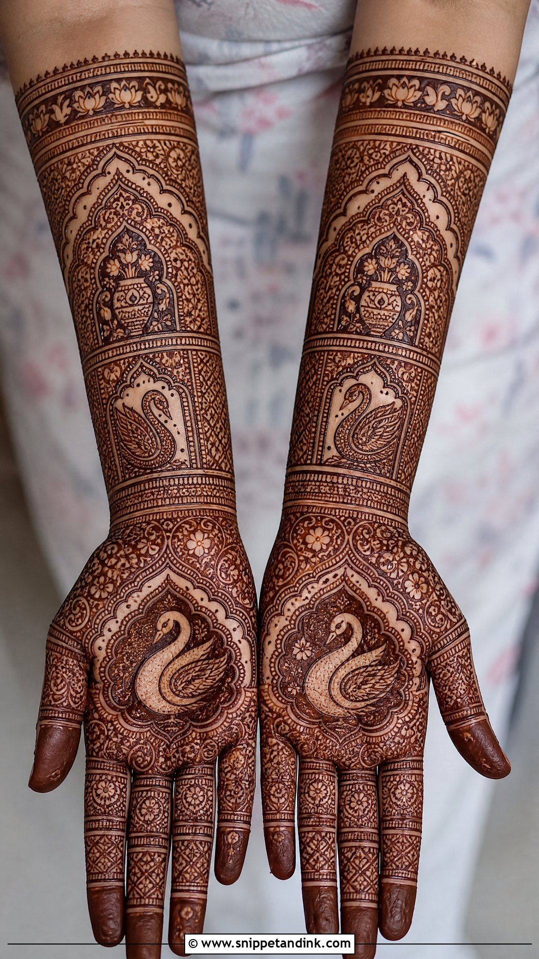 Swan Rajasthani Mehndi Design - Snippet and Ink - 30 Swan Mehndi Designs