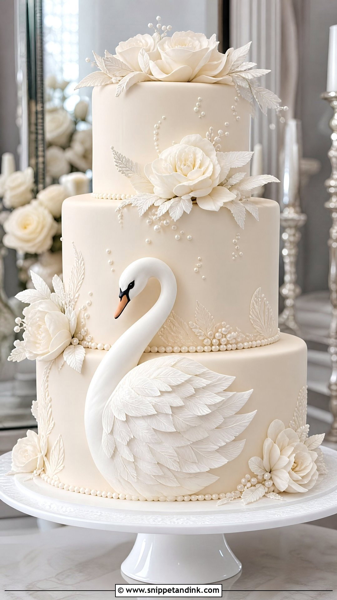 Swan Wedding Cake With Fondant Swan - Snippet and Ink - 30 Swan Cake Ideas for Wedding