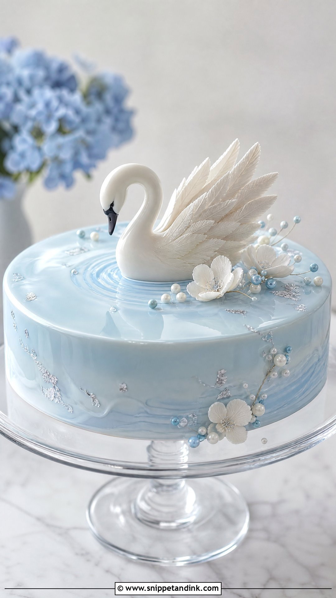 Swan Wedding Cake With Mirror Glaze - Snippet and Ink - 30 Swan Cake Ideas for Wedding