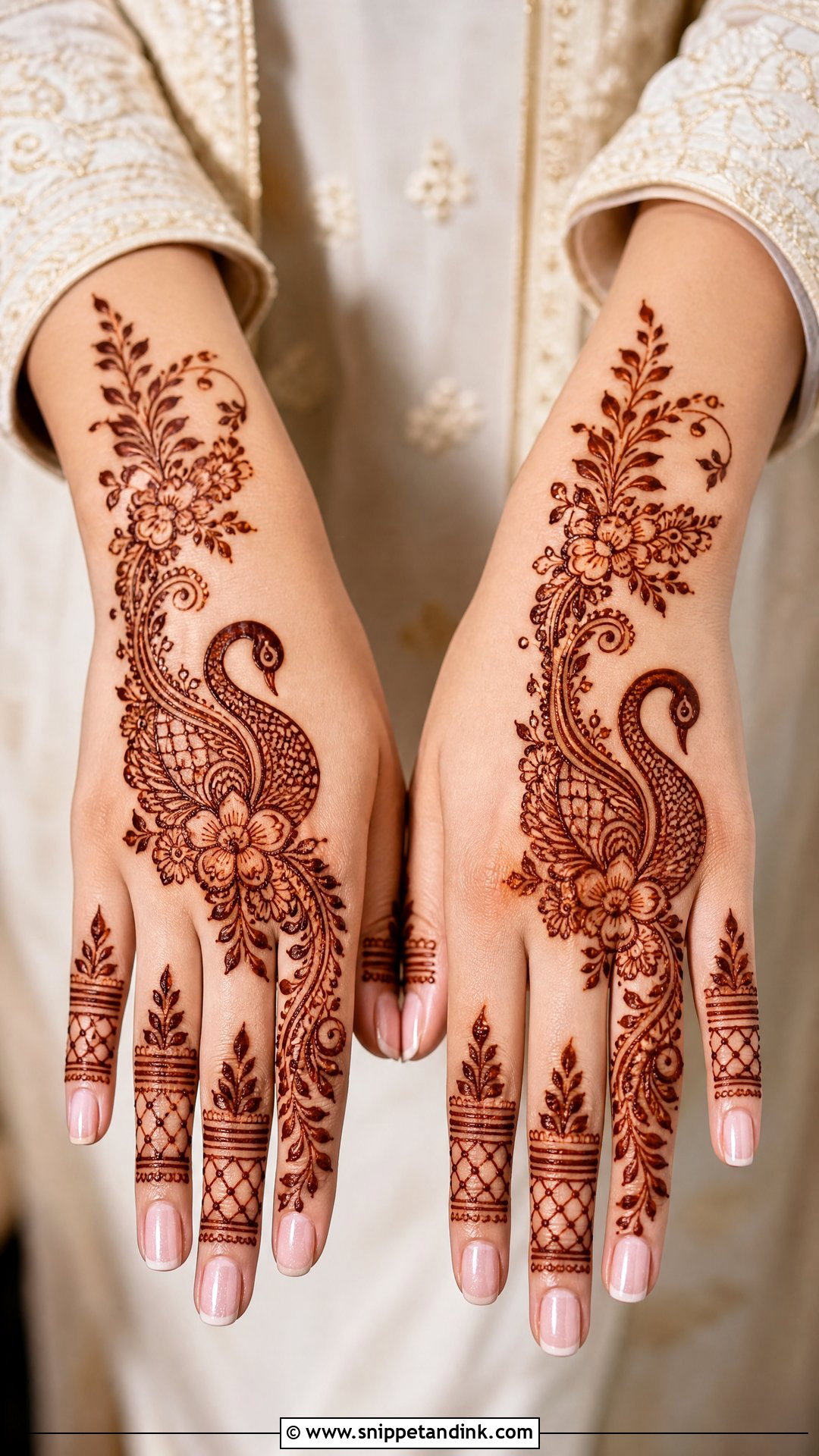 Swan Wedding Guest Mehndi Design - Snippet and Ink - 30 Swan Mehndi Designs