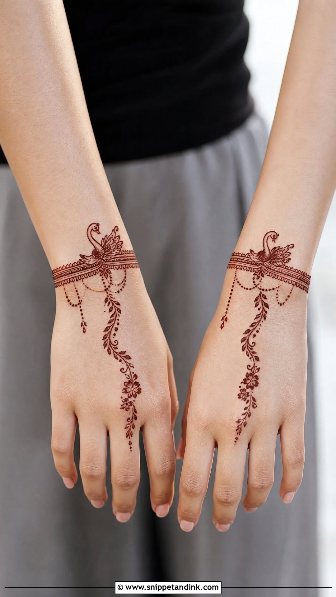 Swan Wrist Mehndi Design - Snippet and Ink - 30 Swan Mehndi Designs
