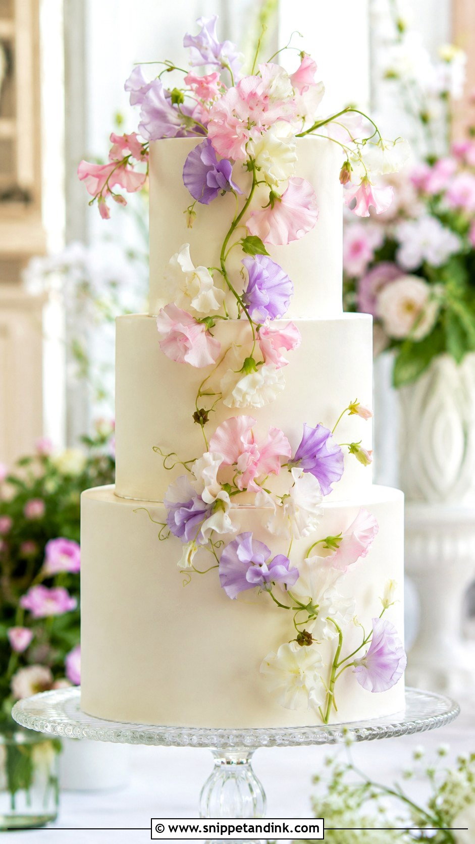 Sweet Pea Wedding Cake - Snippet and Ink - 25 Flowers for Wedding Cake Ideas