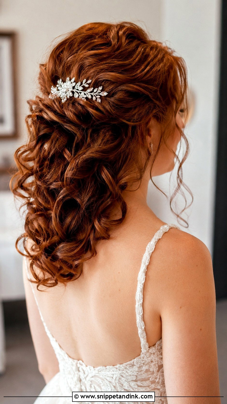 Swept Back Curls Wedding Hairstyle - Snippet and Ink - 20 Pulled Back Wedding Hair Ideas
