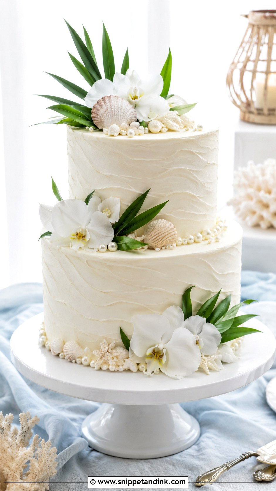 Swiss Meringue Buttercream Beach Wedding Cake - Snippet and Ink - 25 Swiss Meringue Buttercream Wedding Cake Ideas