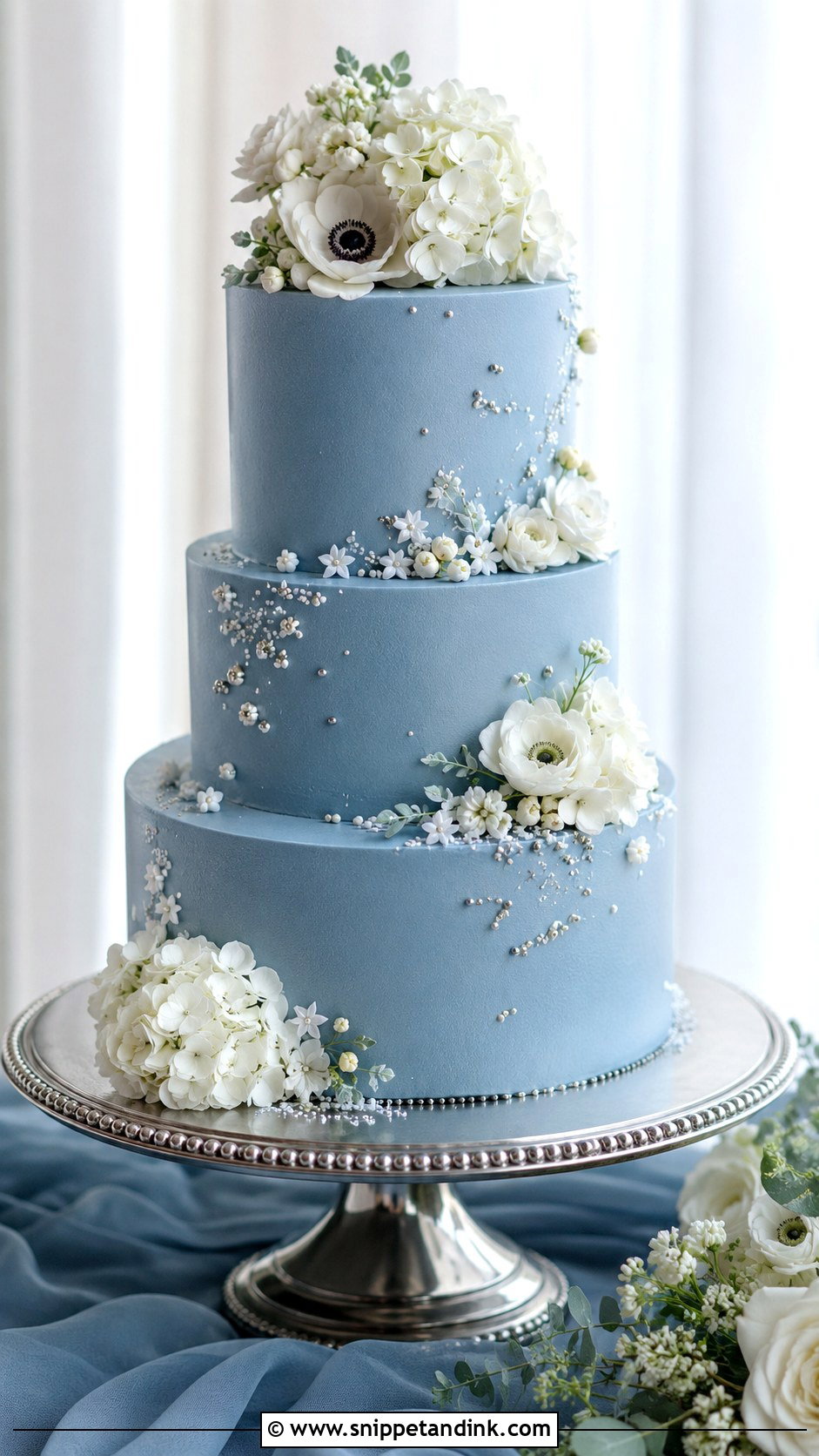Swiss Meringue Buttercream Blue Wedding Cake - Snippet and Ink - 25 Swiss Meringue Buttercream Wedding Cake Ideas