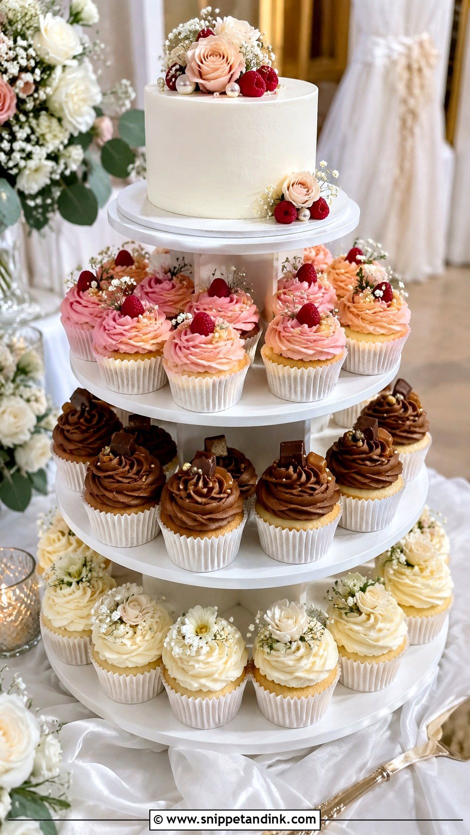 Swiss Meringue Buttercream Cupcake Wedding Cake - Snippet and Ink - 25 Swiss Meringue Buttercream Wedding Cake Ideas