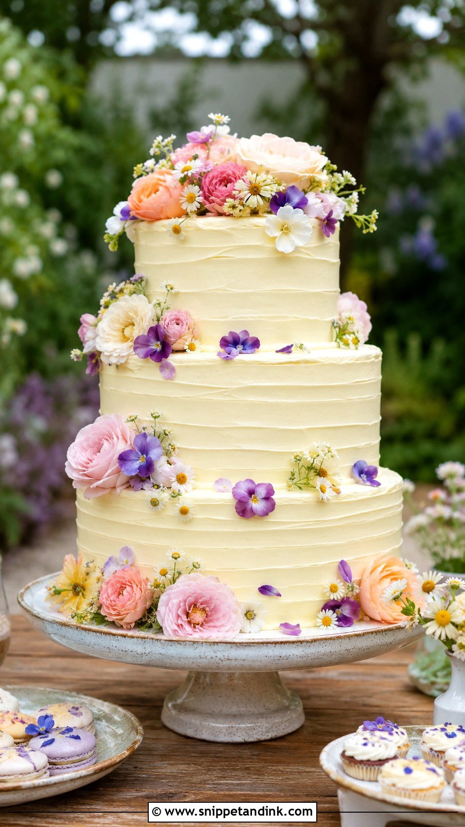 Swiss Meringue Buttercream Garden Wedding Cake - Snippet and Ink - 25 Swiss Meringue Buttercream Wedding Cake Ideas