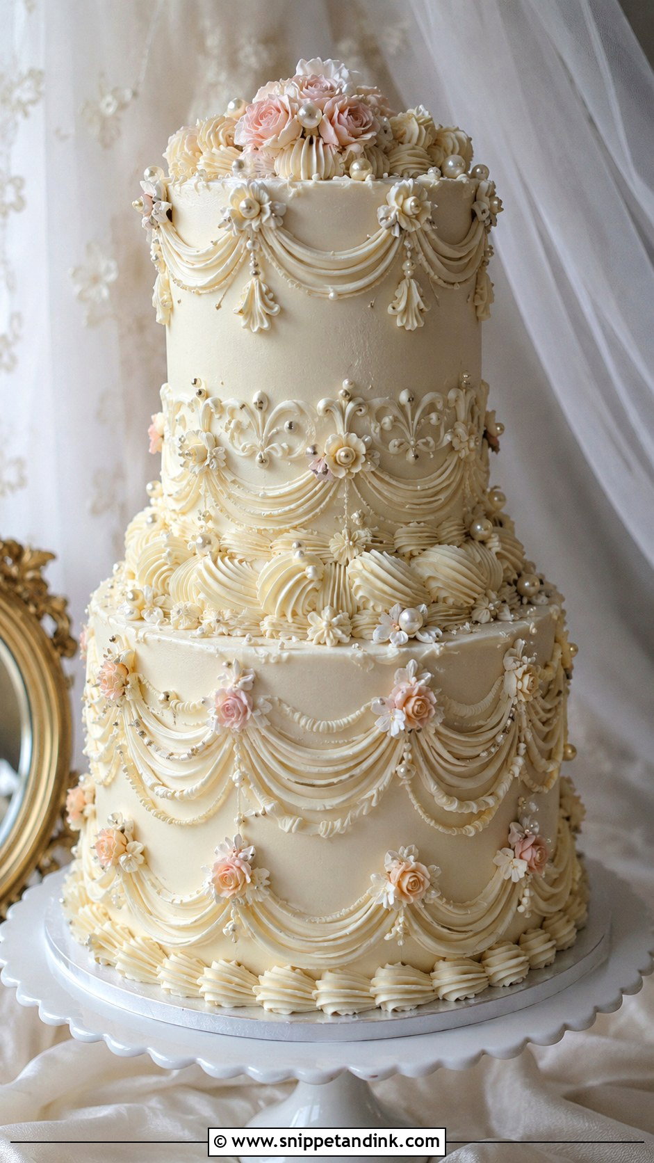 Swiss Meringue Buttercream Lambeth Wedding Cake - Snippet and Ink - 25 Swiss Meringue Buttercream Wedding Cake Ideas